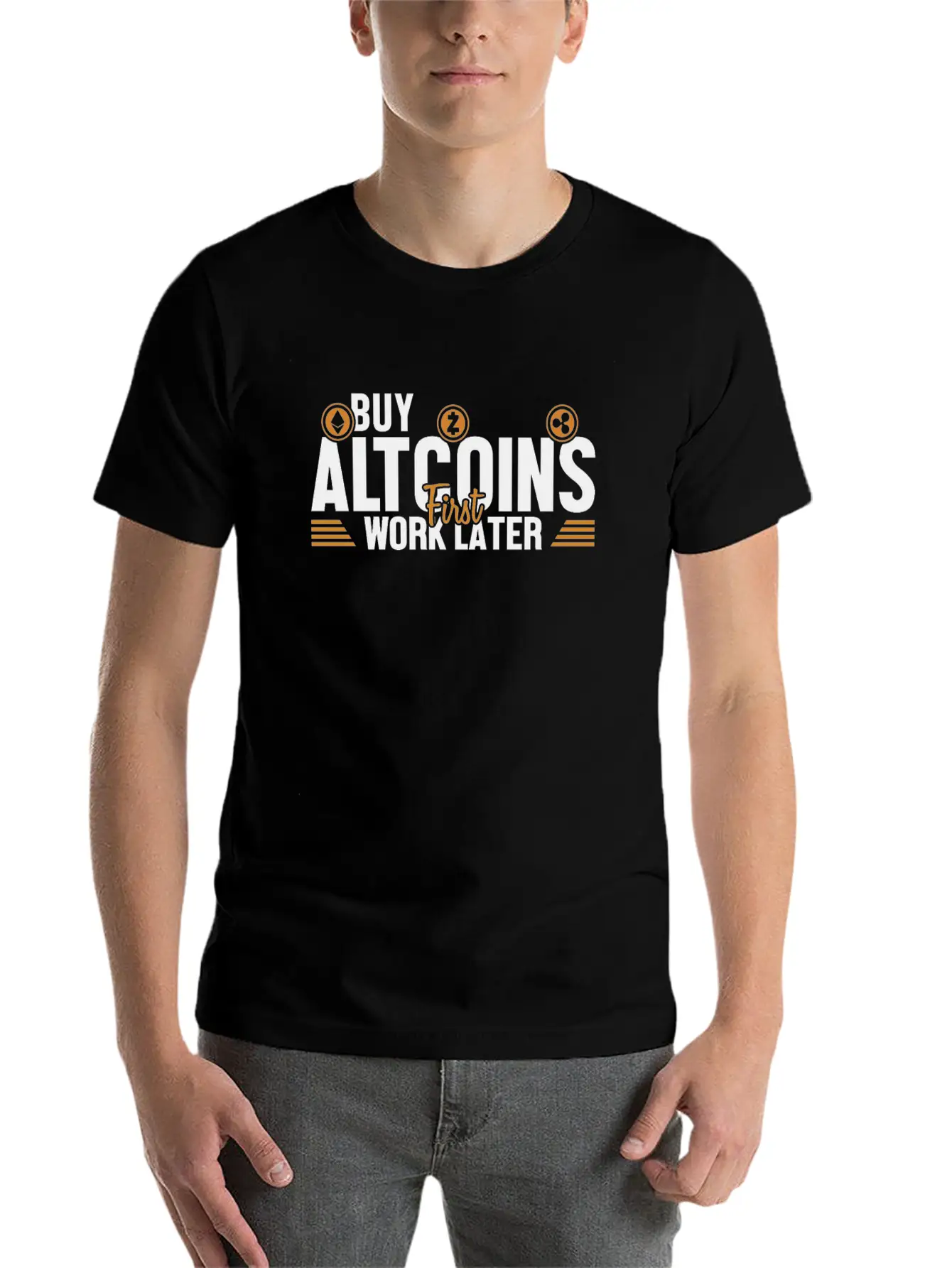 Buy Altcoins First Work Later Wallet Crypto Breathable Graphic T-Shirt – Perfect For Casual Days