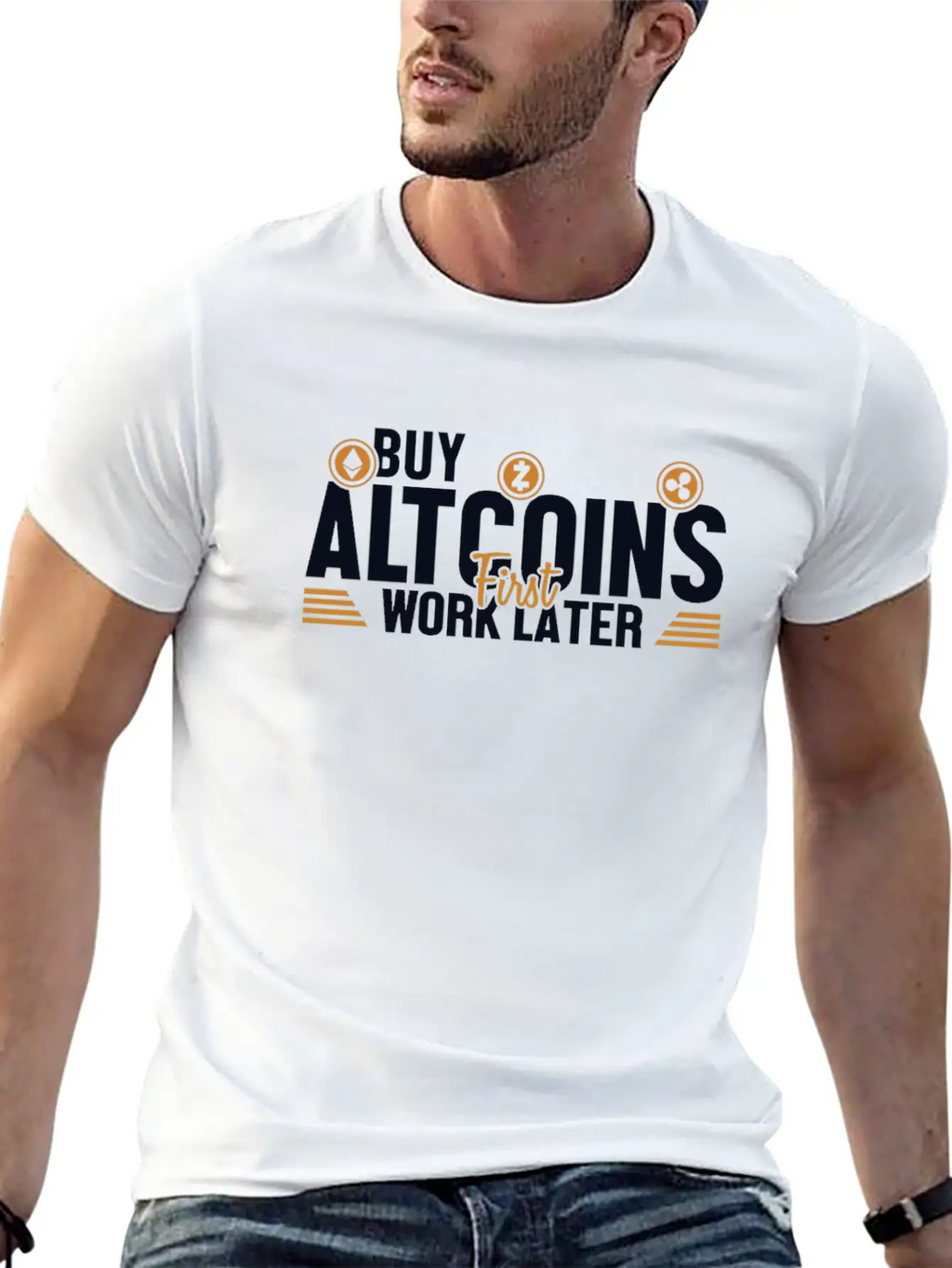 Buy Altcoins First Work Later Wallet Crypto Breathable Graphic T-Shirt – Perfect For Casual Days