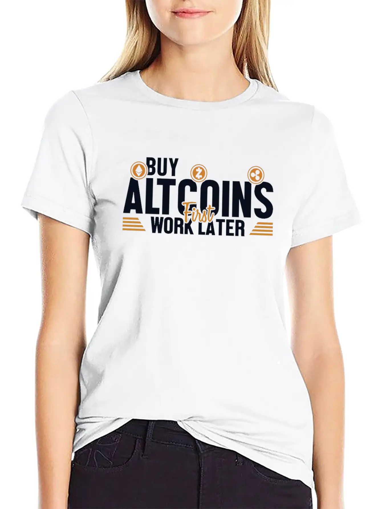 Buy Altcoins First Work Later Wallet Crypto Breathable Graphic T-Shirt – Perfect For Casual Days
