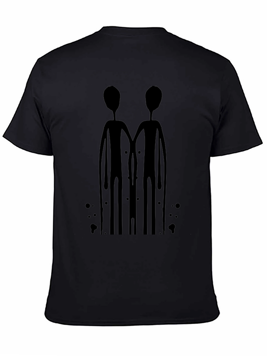 Abstract Alien Duo Black Graphic Tee