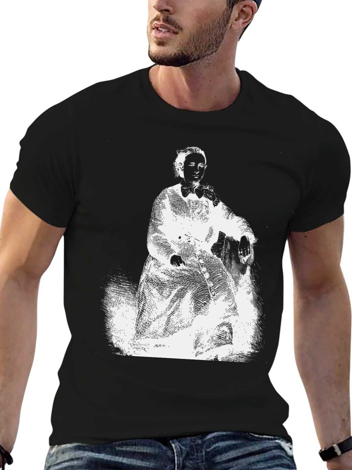 Vintage Portrait Graphic Tee - Black Unisex T-Shirt