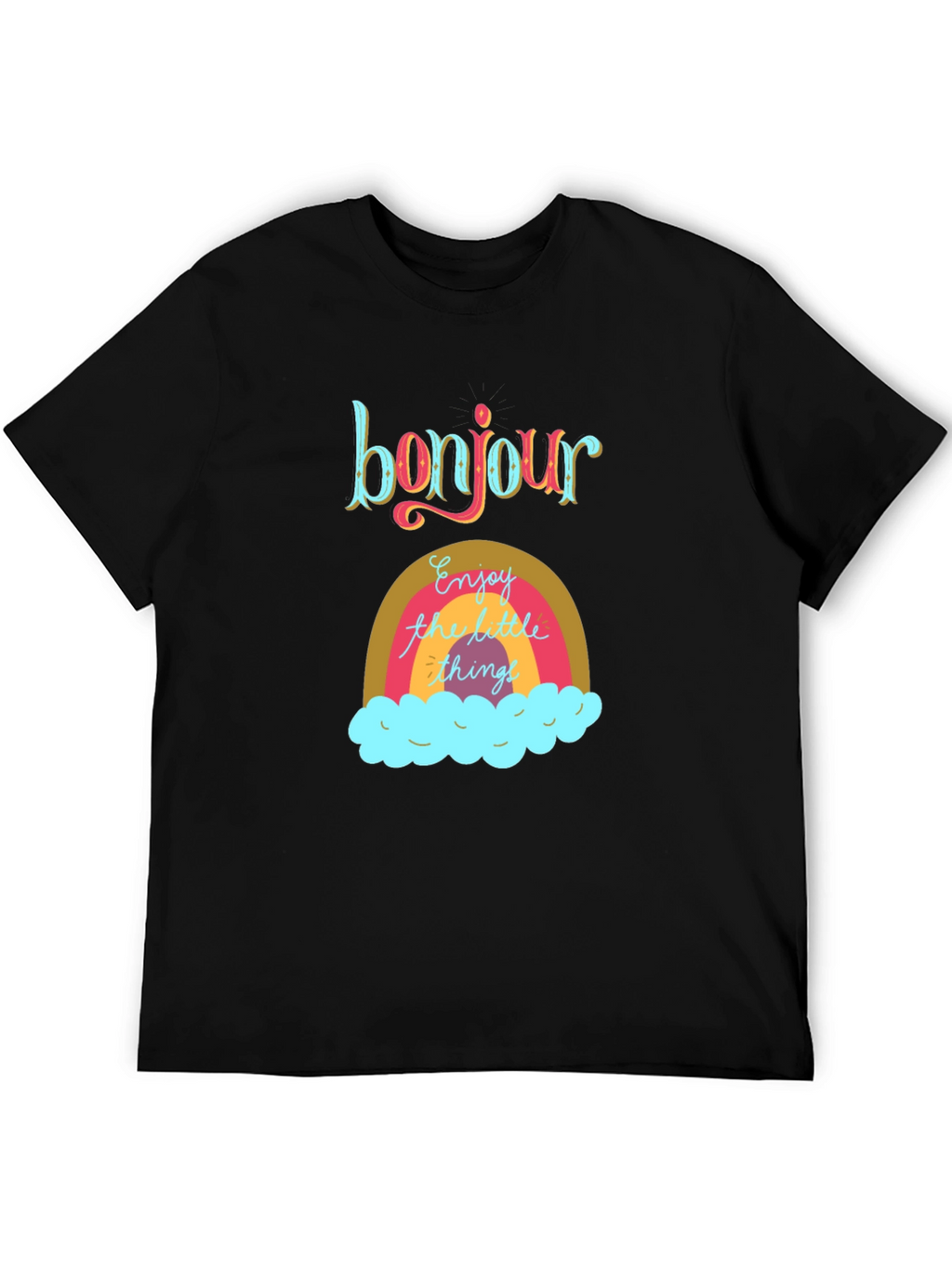 Bonjour Rainbow Graphic Tee