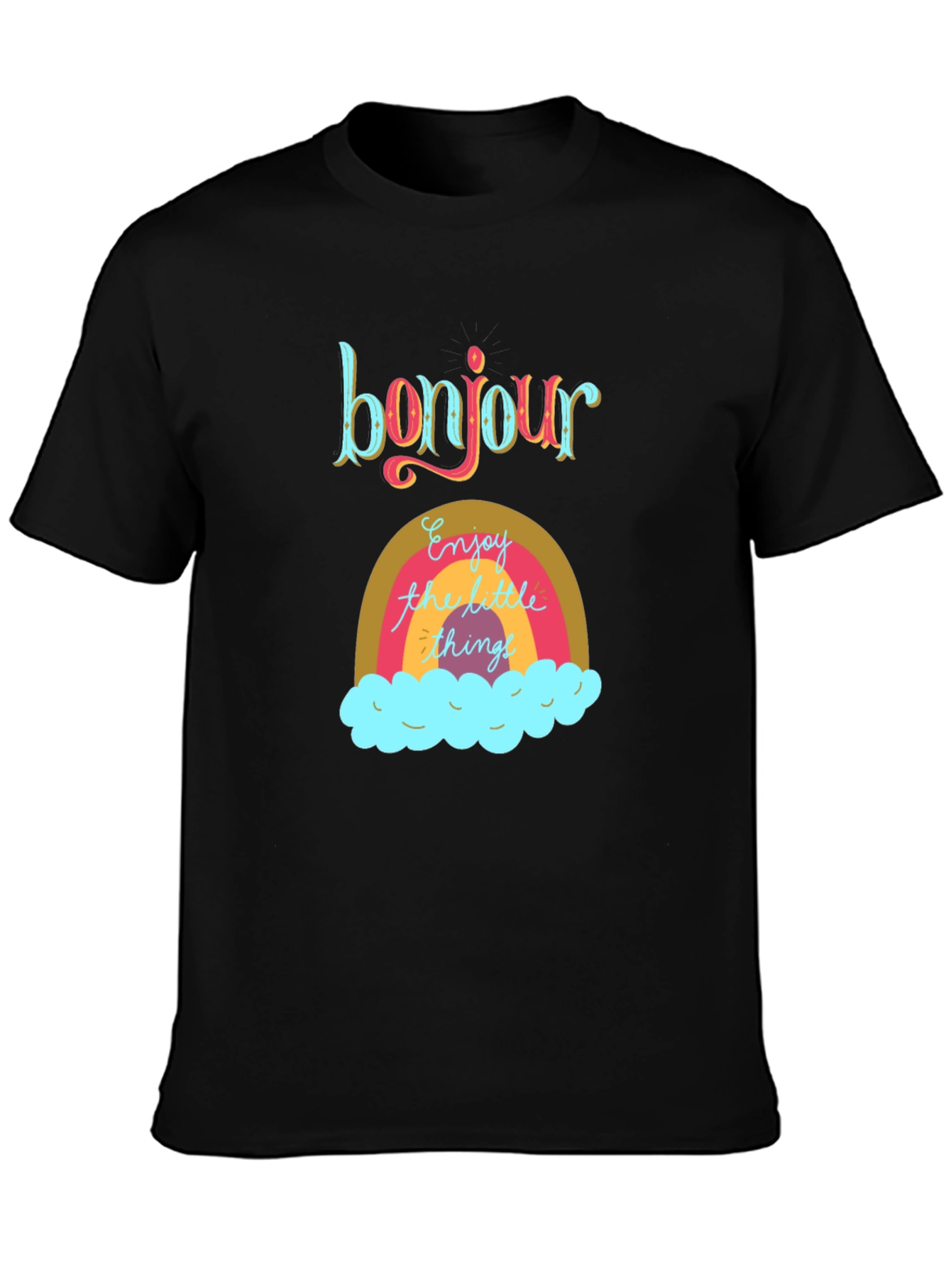 Bonjour Rainbow Graphic Tee