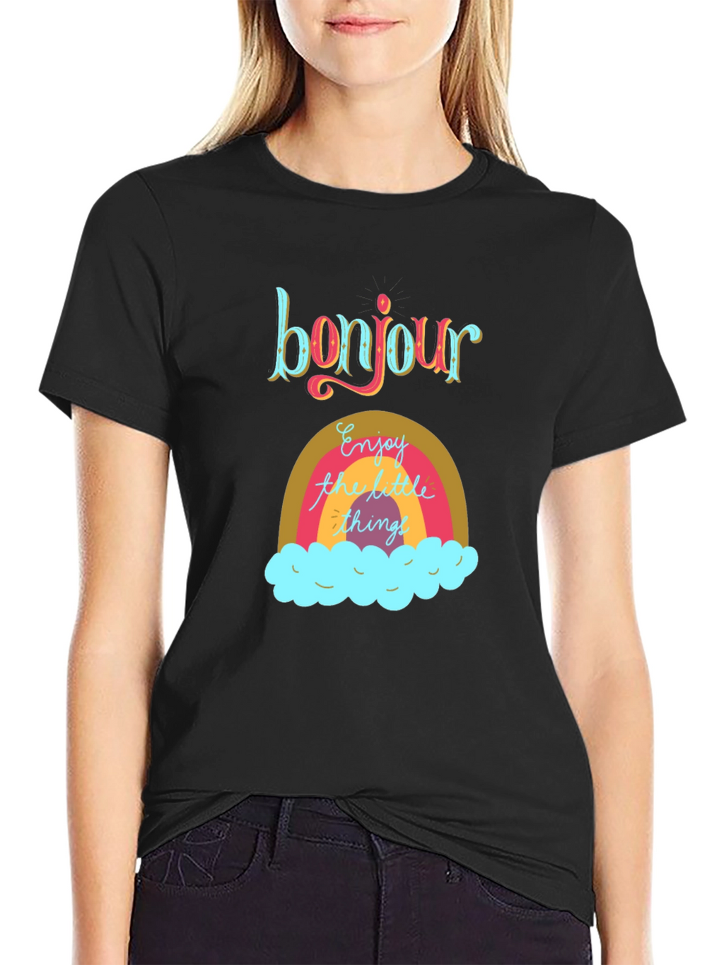 Bonjour Rainbow Graphic Tee