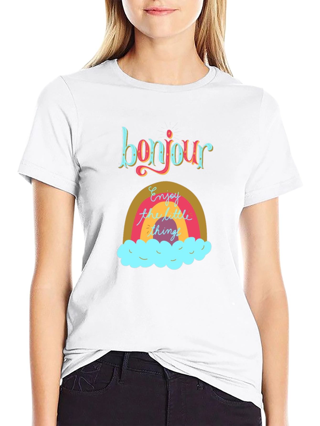 Bonjour Rainbow Graphic Tee