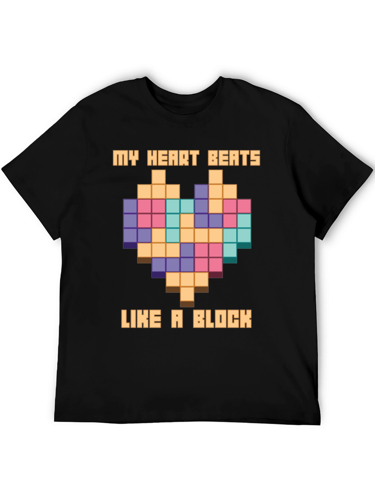 Pixel Heart Block T-Shirt - My Heart Beats Like A Block