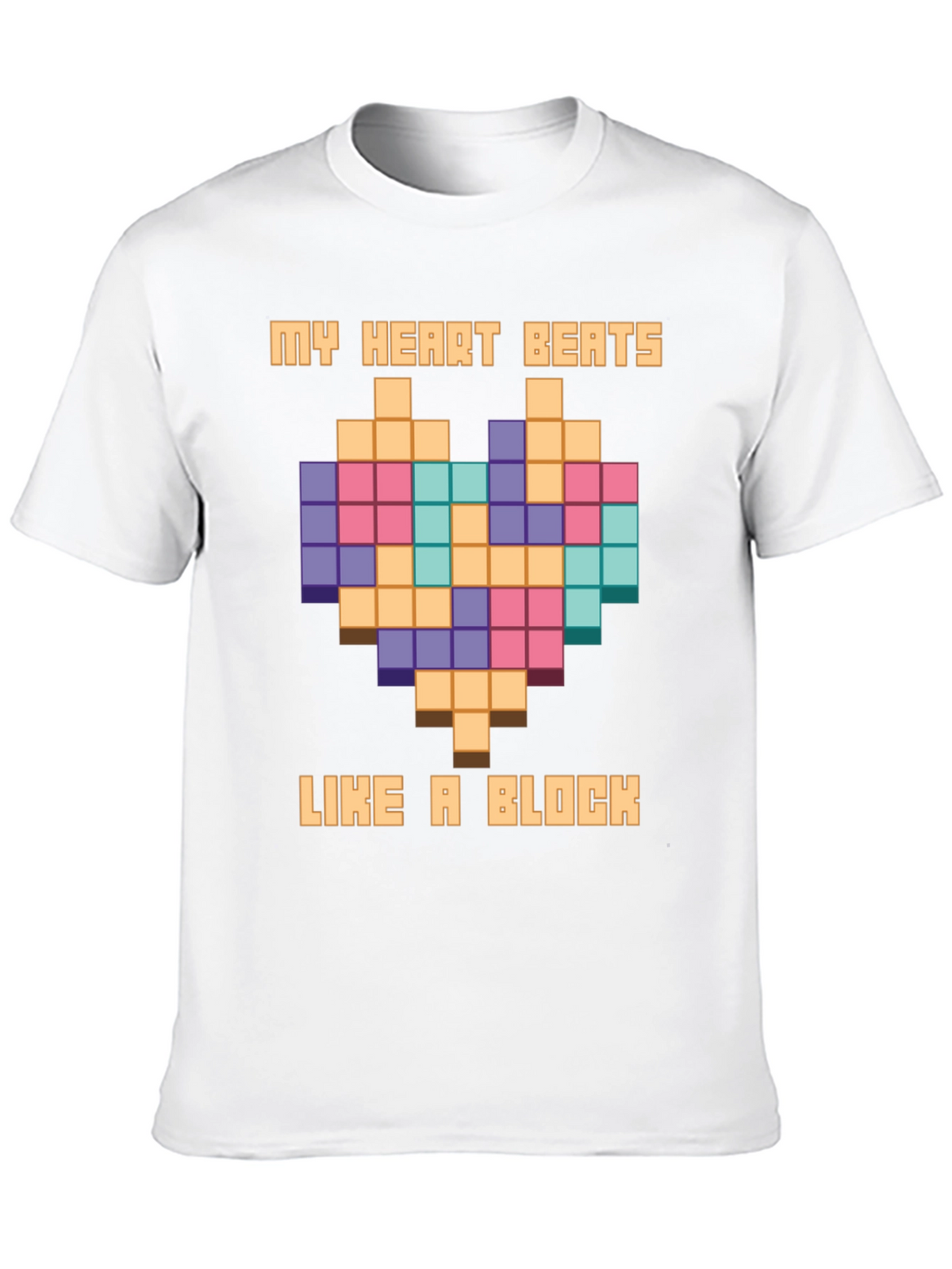 Pixel Heart Block T-Shirt - My Heart Beats Like A Block