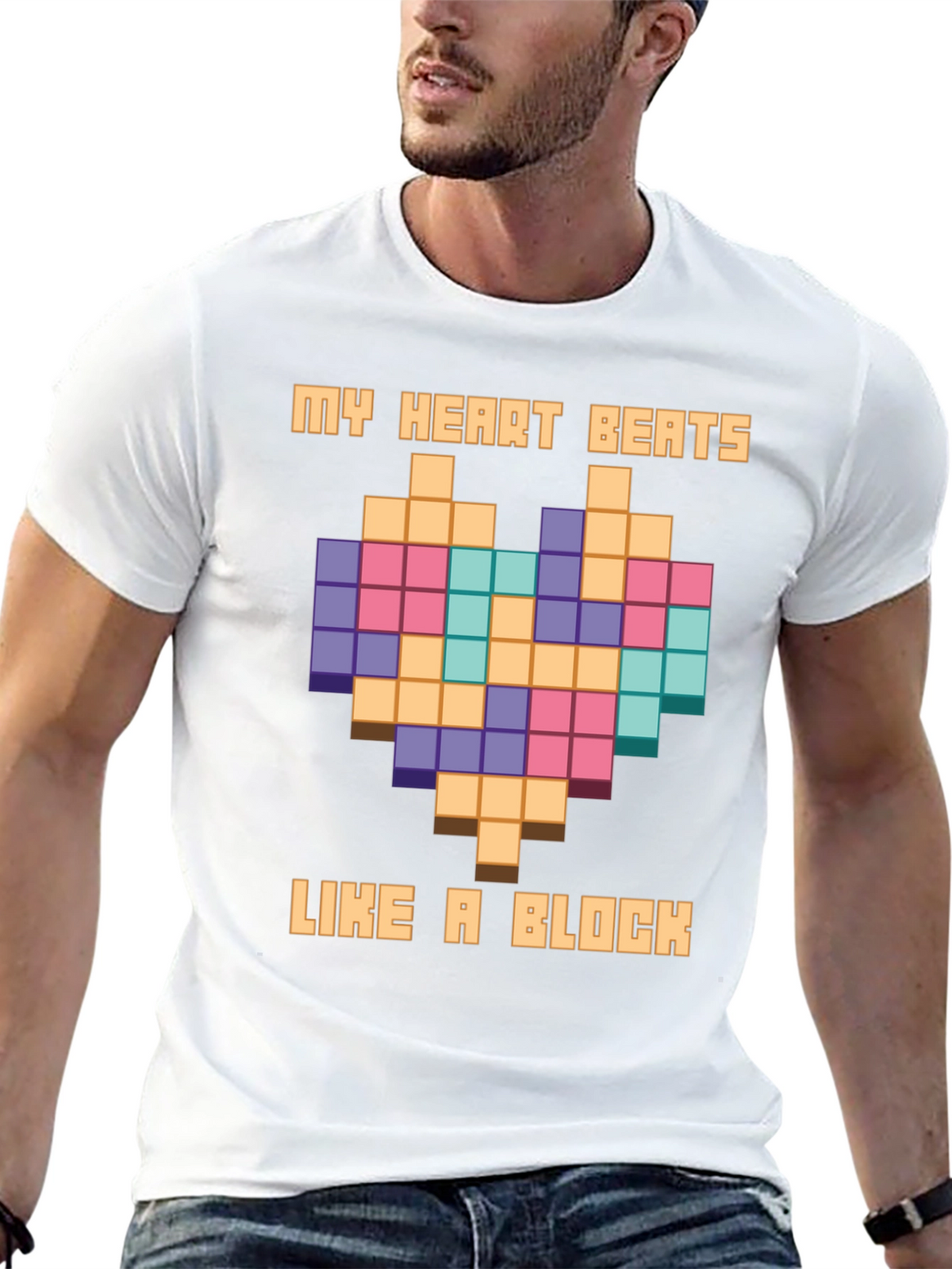 Pixel Heart Block T-Shirt - My Heart Beats Like A Block