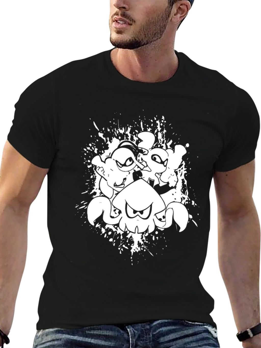 Squid Game T-Shirt Black Ink Splatter Graphic Tee