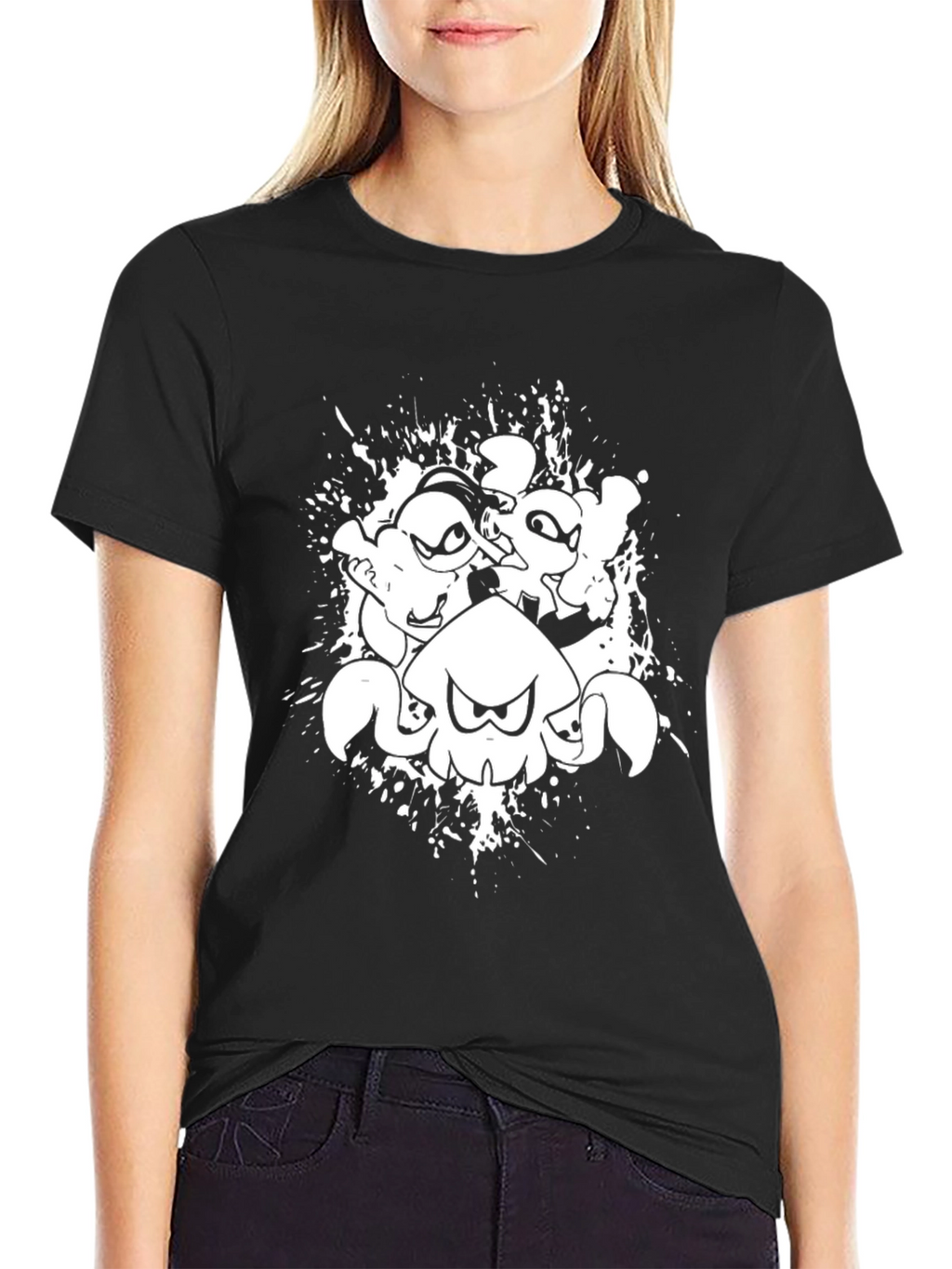 Squid Game T-Shirt Black Ink Splatter Graphic Tee