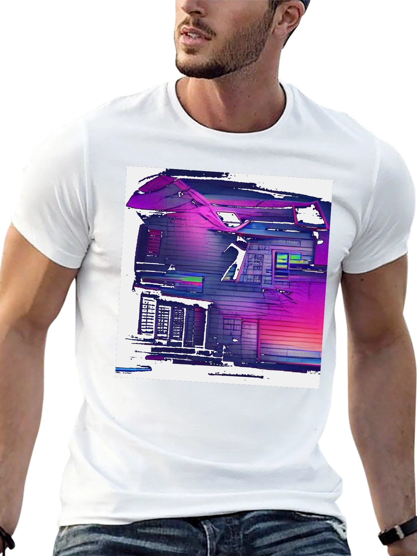 Abstract House Graphic T-Shirt - Modern Art Tee