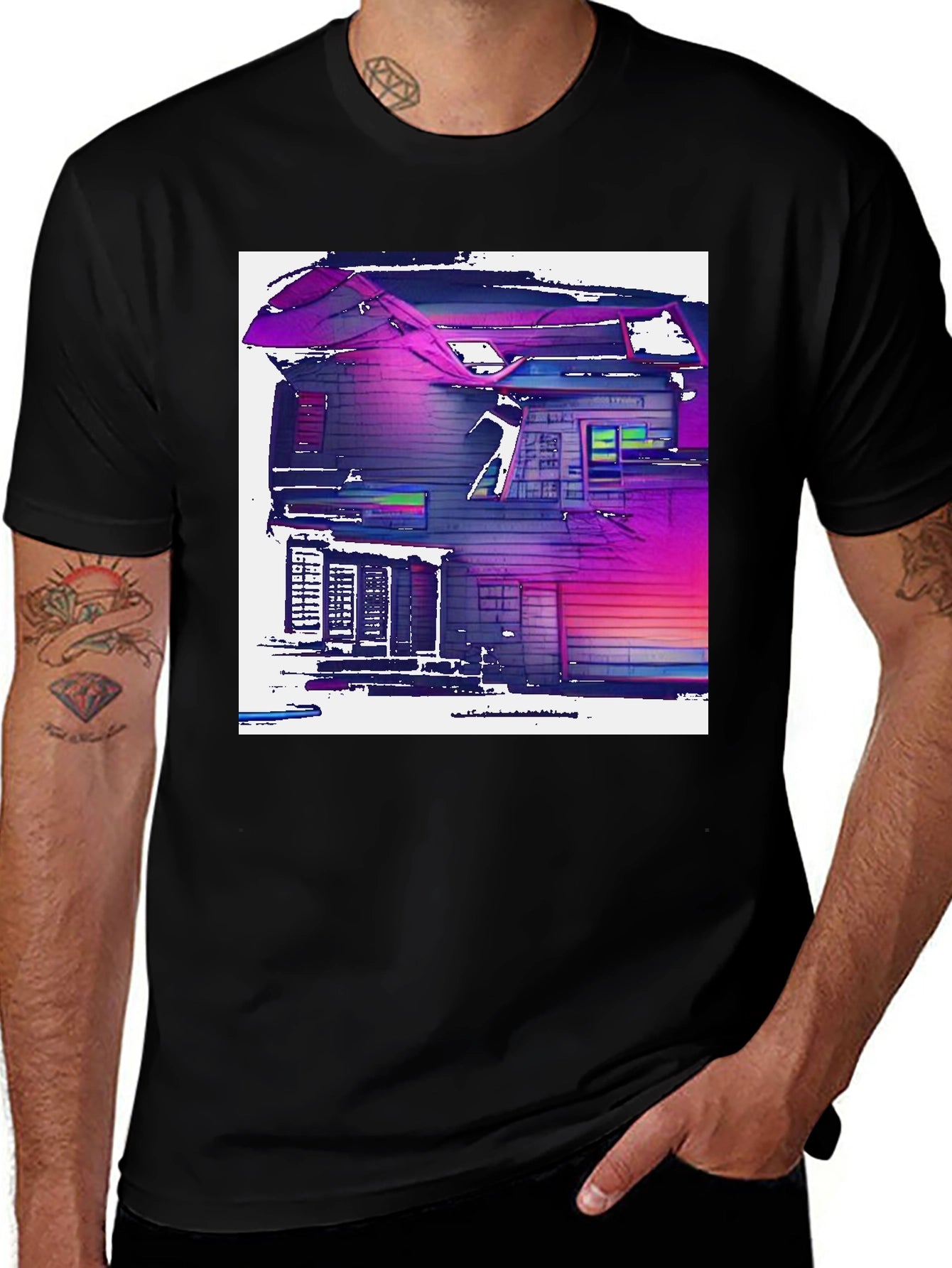 Abstract House Graphic T-Shirt - Modern Art Tee