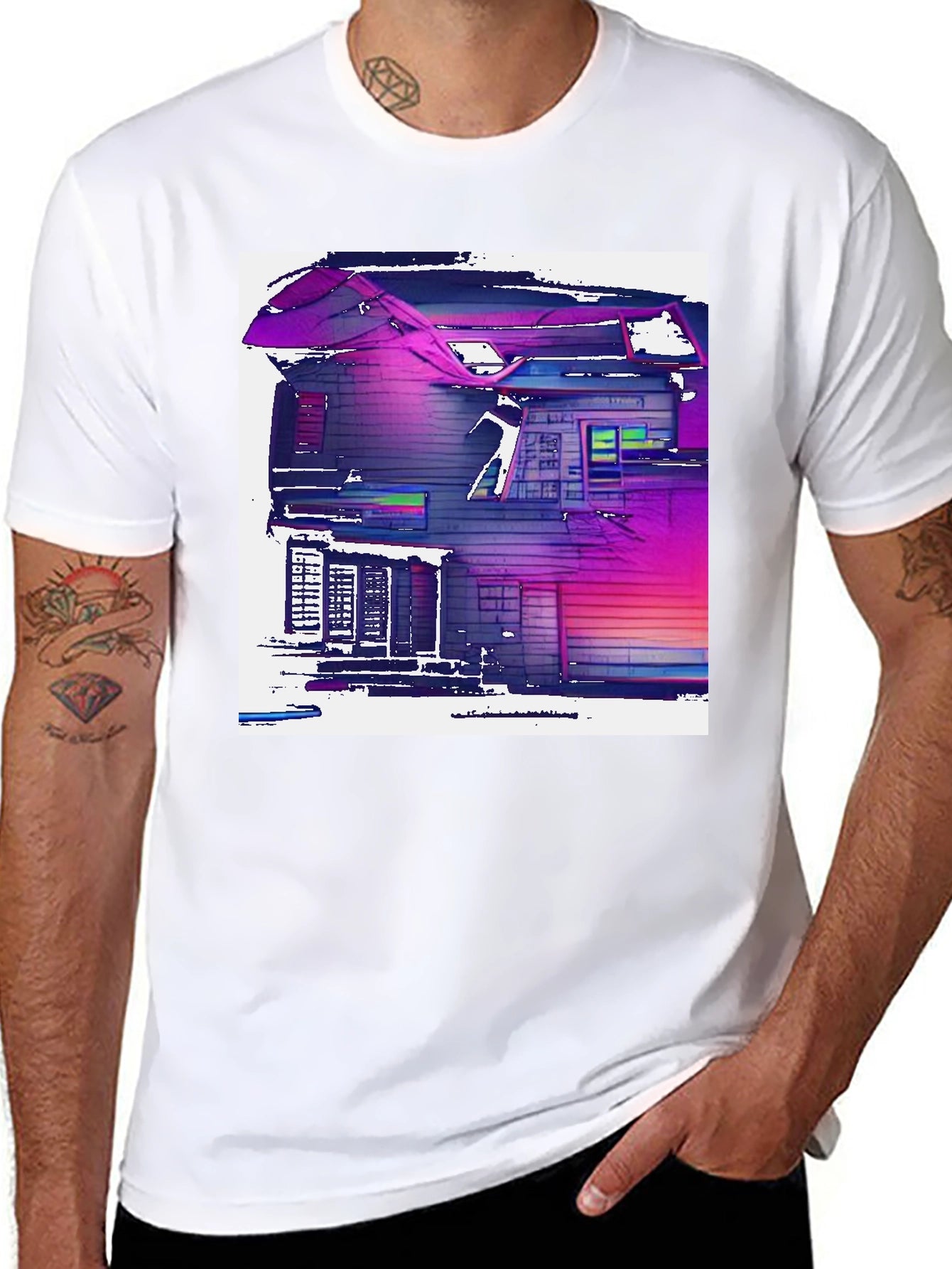 Abstract House Graphic T-Shirt - Modern Art Tee