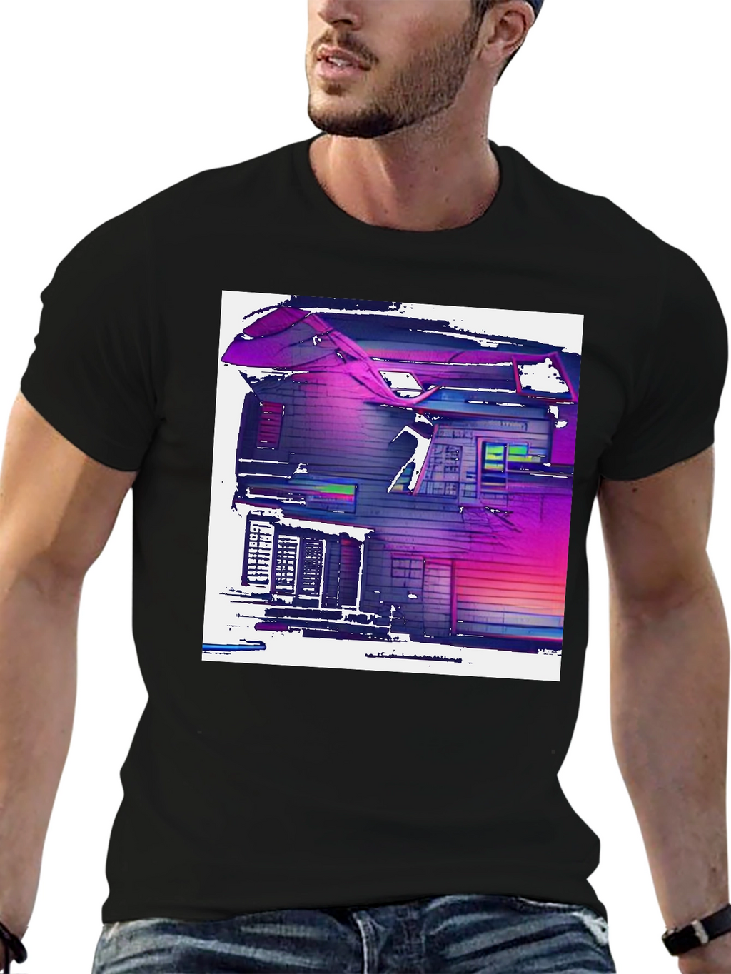 Abstract House Graphic T-Shirt - Modern Art Tee