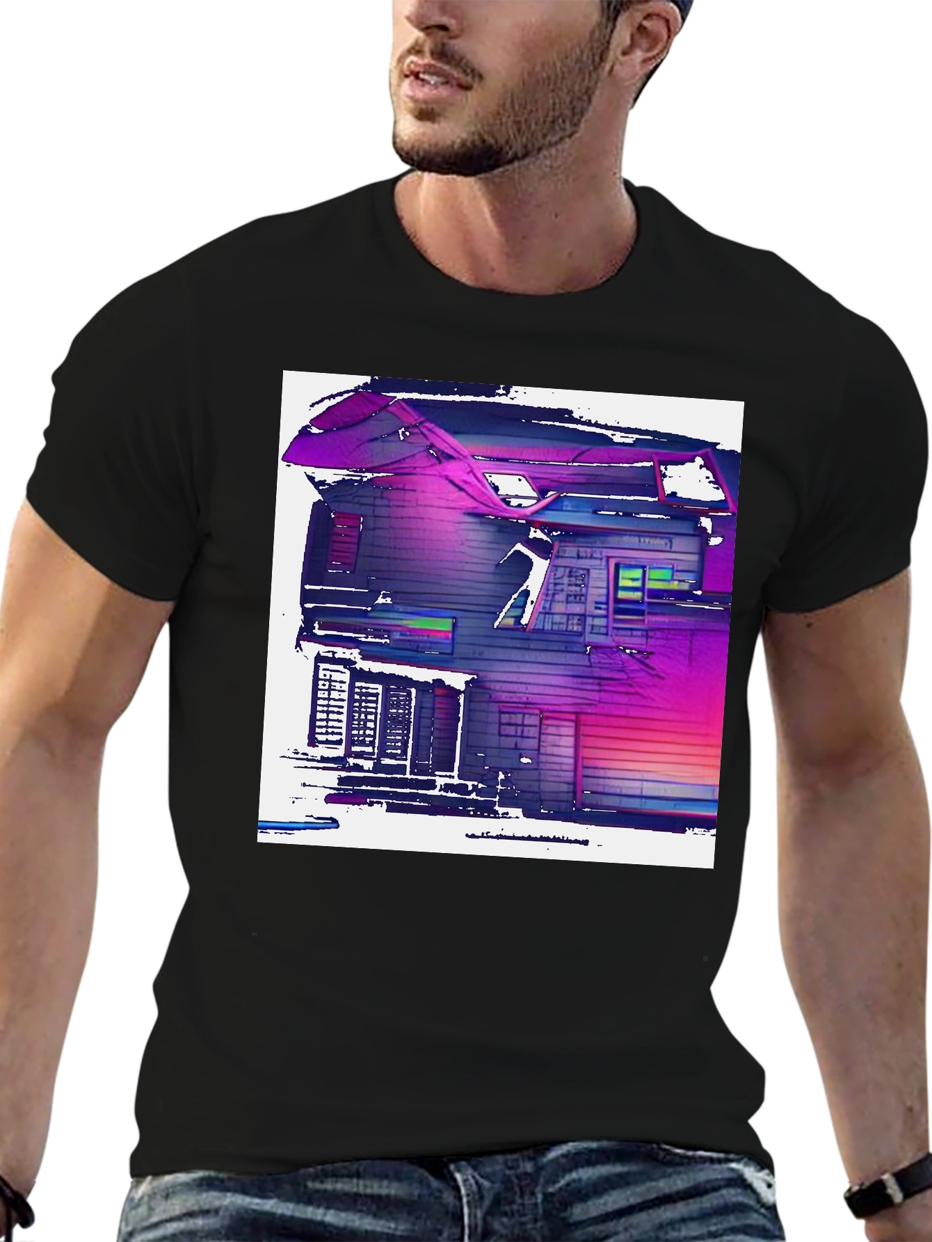 Abstract House Graphic T-Shirt - Modern Art Tee