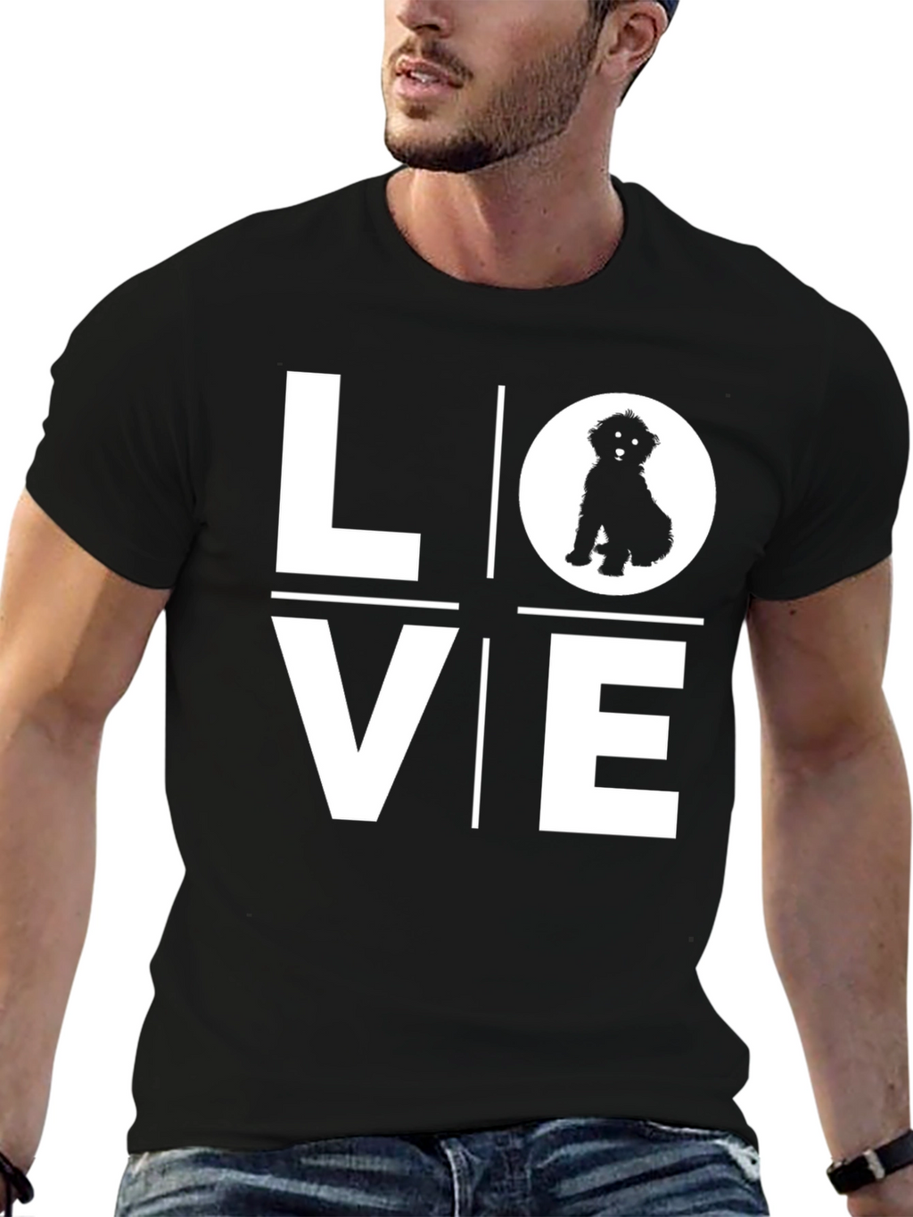 Love Dog T-Shirt - Black Cotton Blend Tee