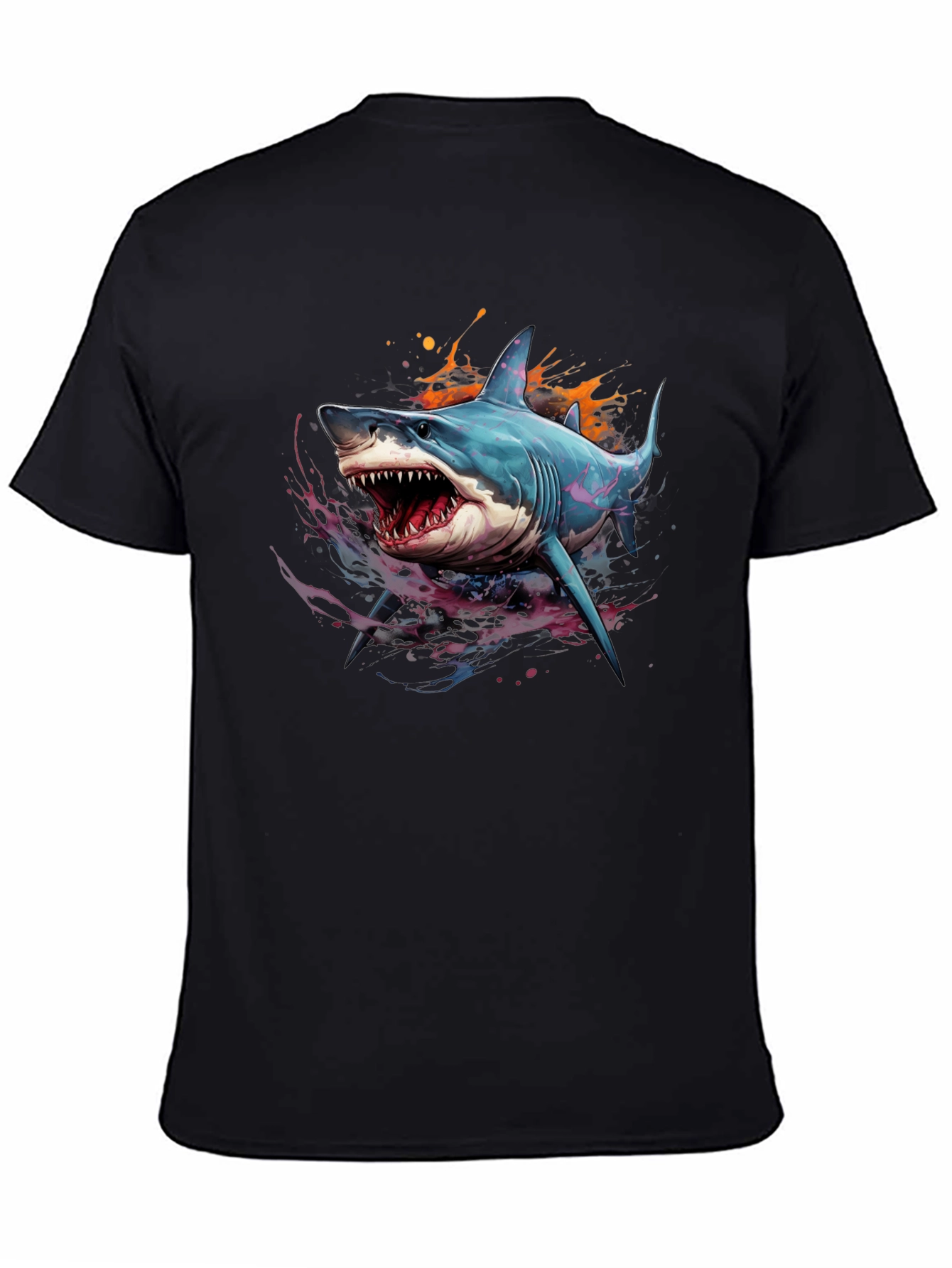 Shark Graphic Print Black T-Shirt