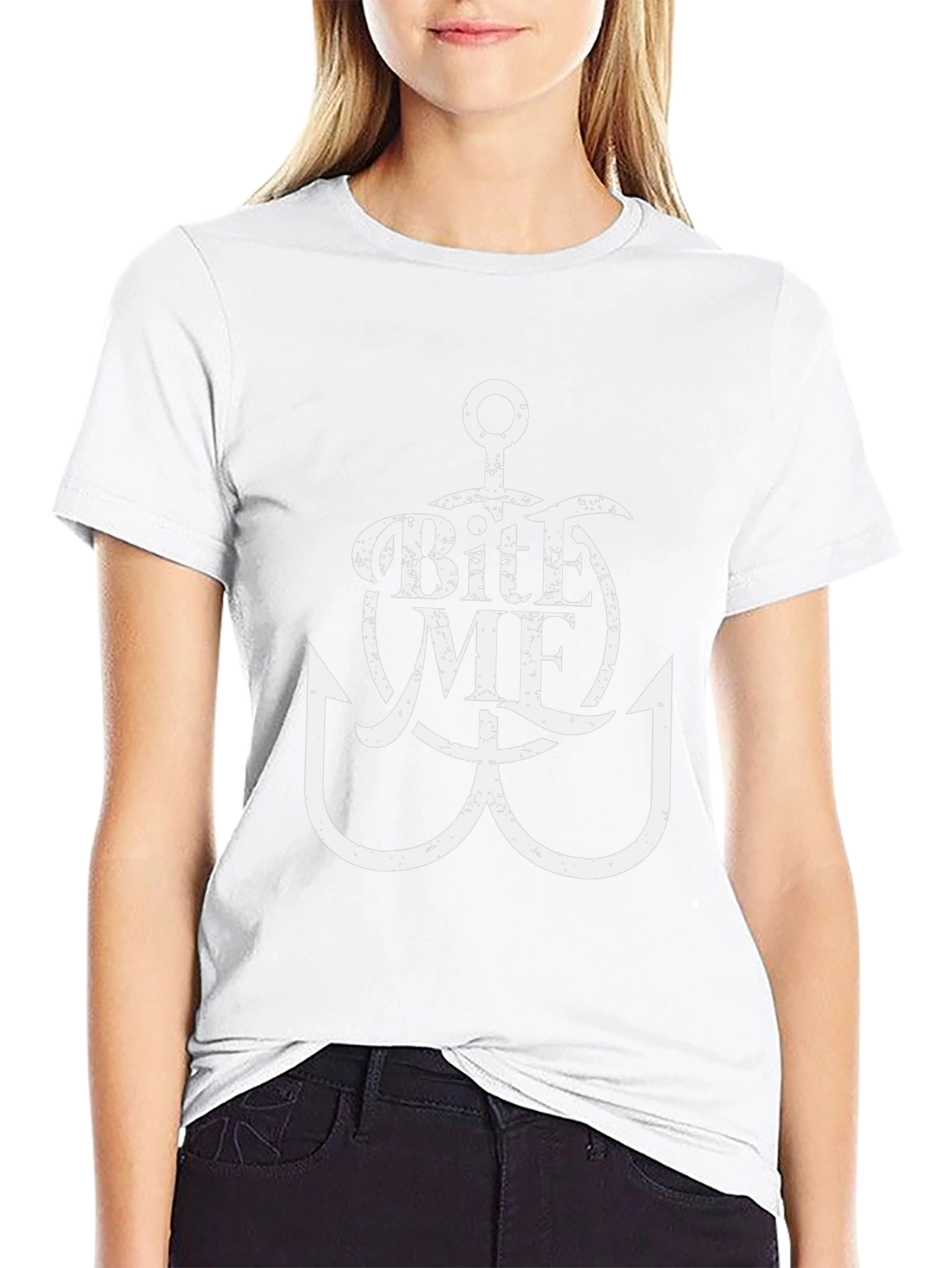 Bite Me Anchor Graphic Tee - Black