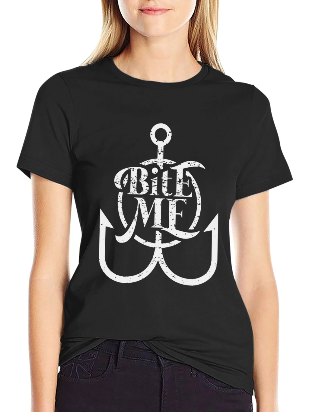 Bite Me Anchor Graphic Tee - Black
