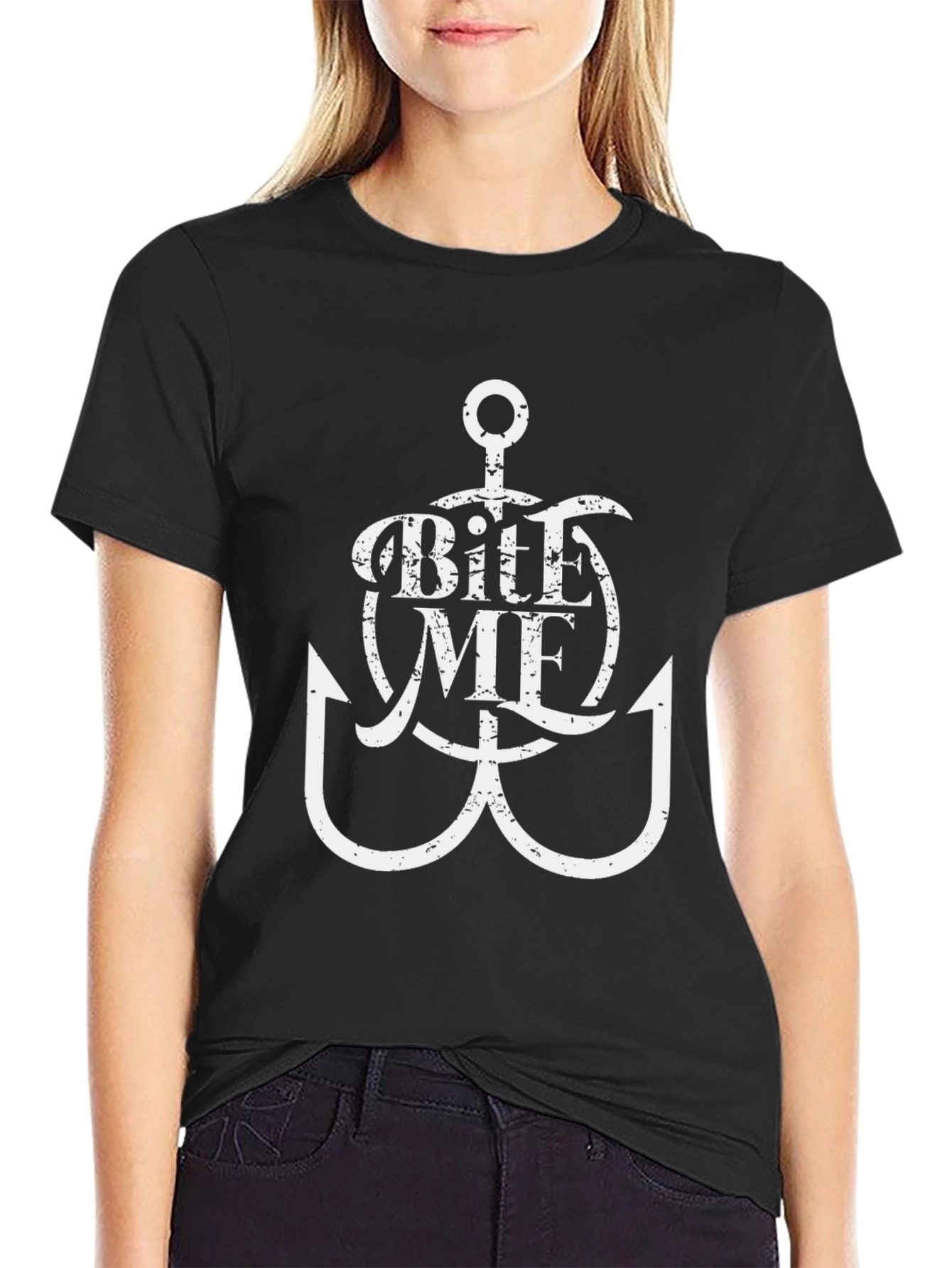 Bite Me Anchor Graphic Tee - Black