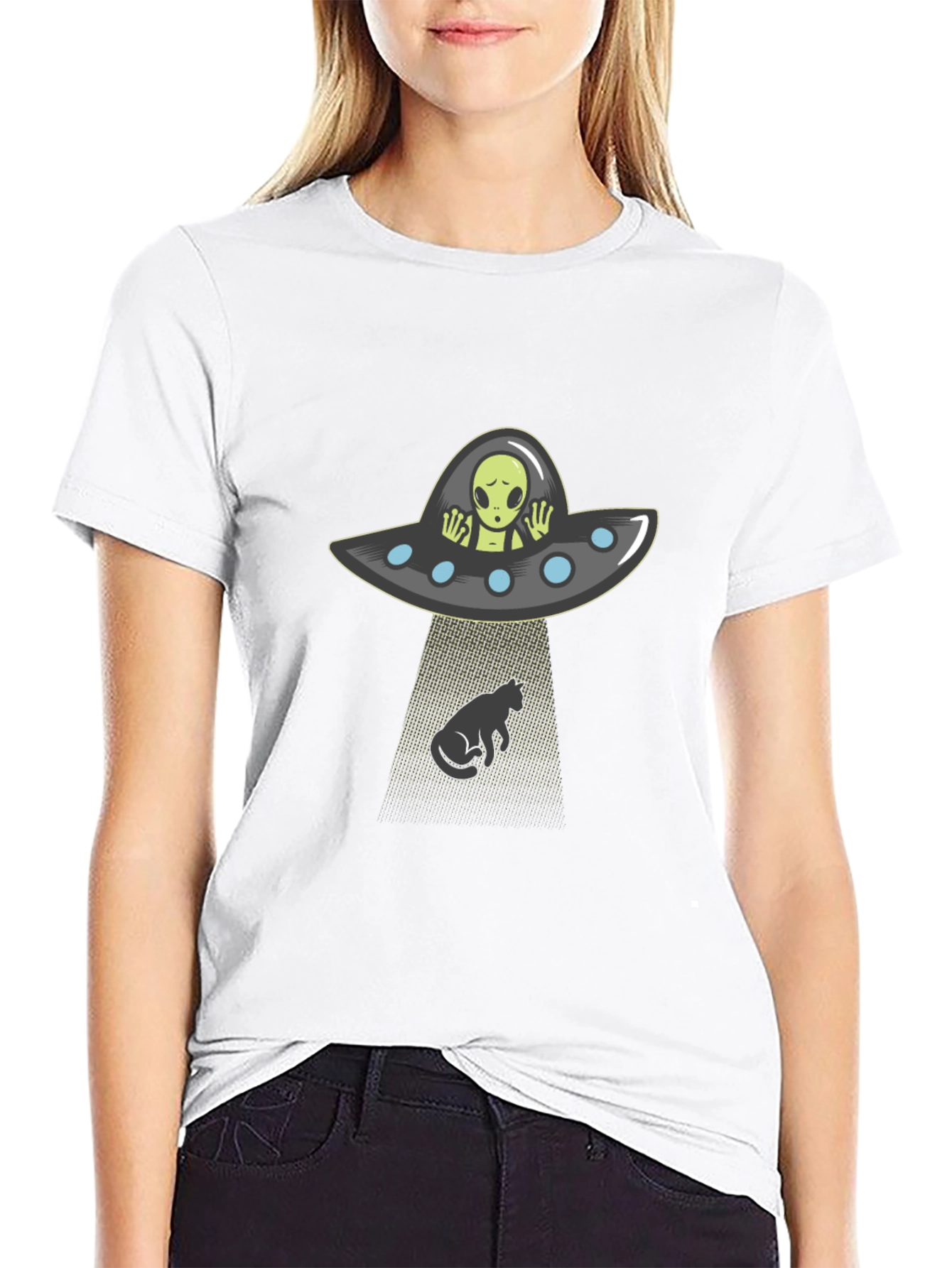 Alien Abduction Cat T-Shirt - Funny Graphic Tee