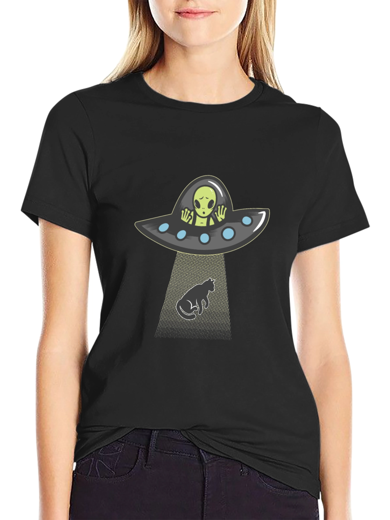 Alien Abduction Cat T-Shirt - Funny Graphic Tee