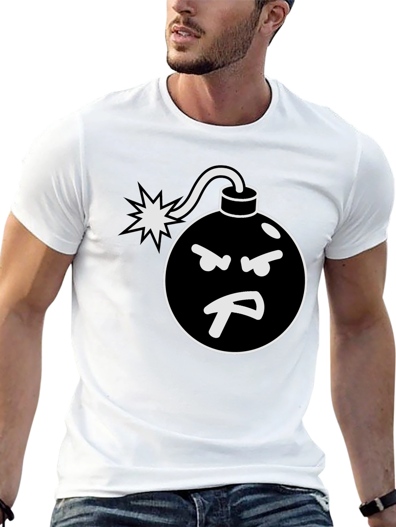 Angry Bomb Graphic Tee - Black Cotton Blend