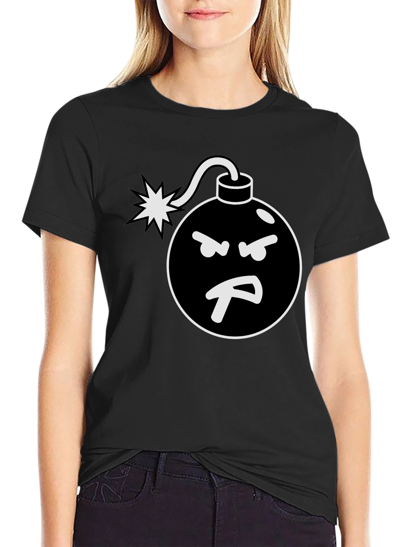 Angry Bomb Graphic Tee - Black Cotton Blend