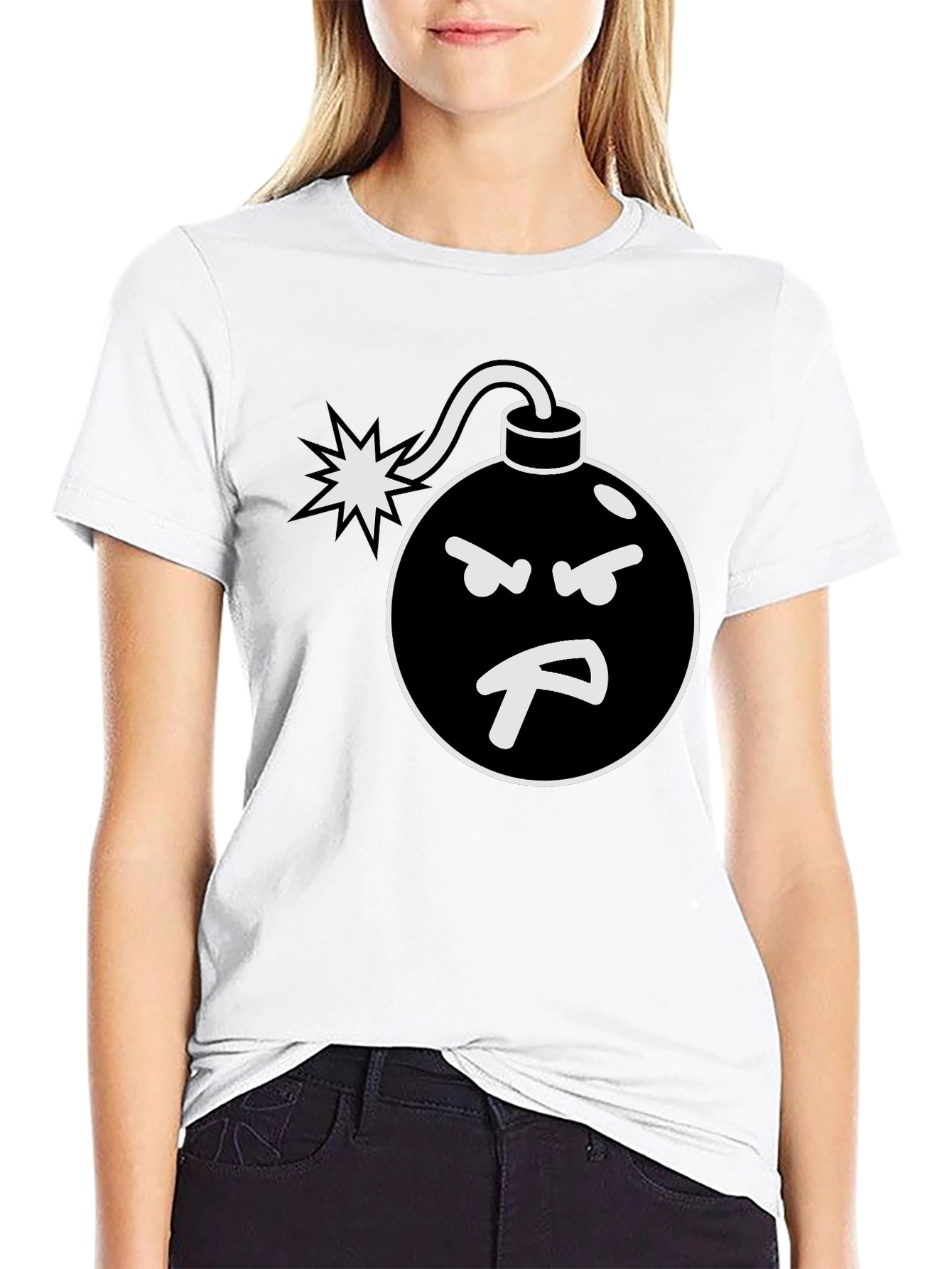 Angry Bomb Graphic Tee - Black Cotton Blend