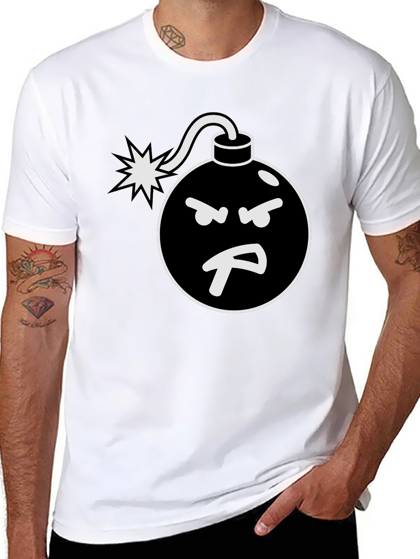 Angry Bomb Graphic Tee - Black Cotton Blend