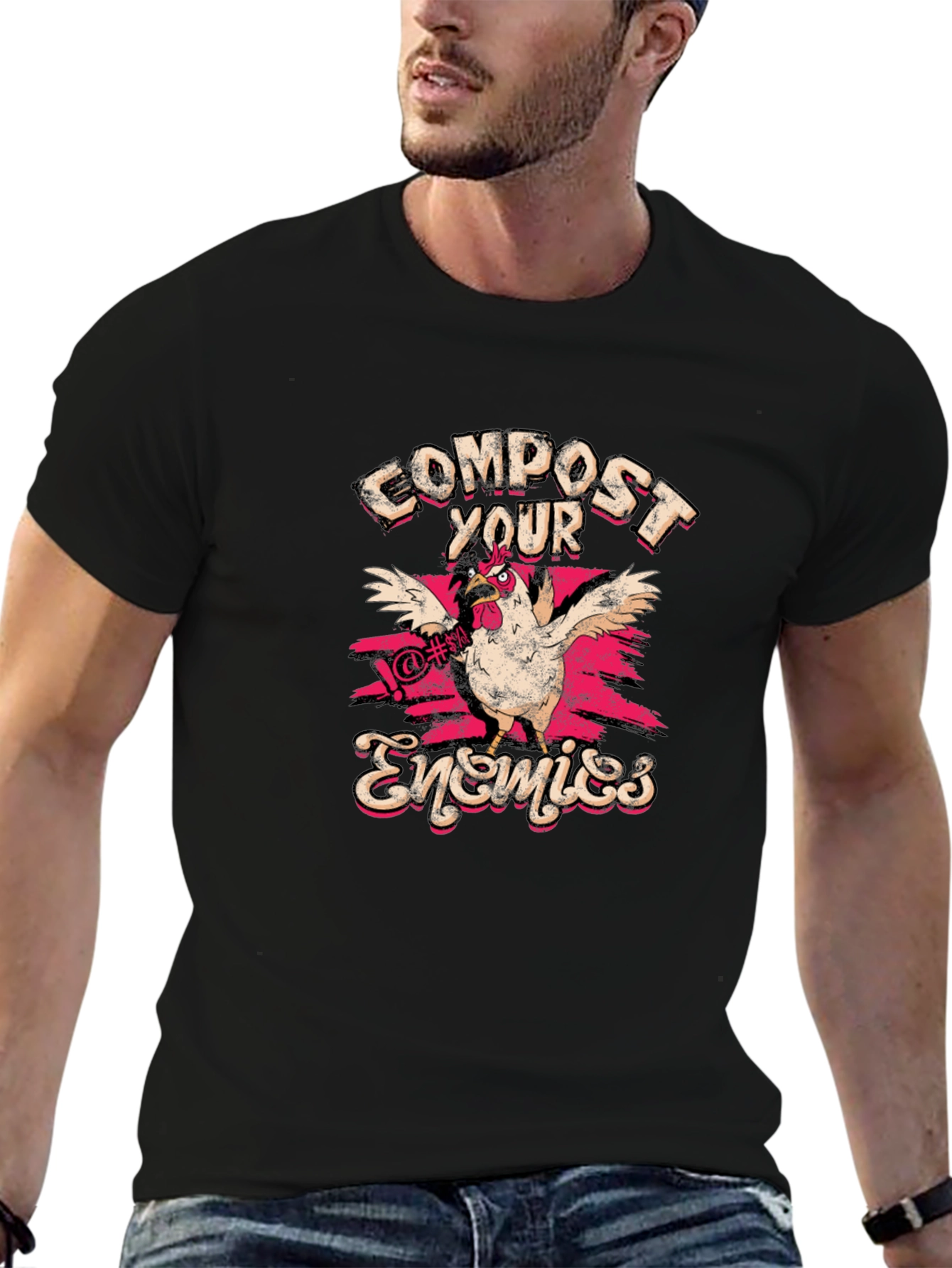 Compost Your Enemies T-Shirt Funny Chicken Tee