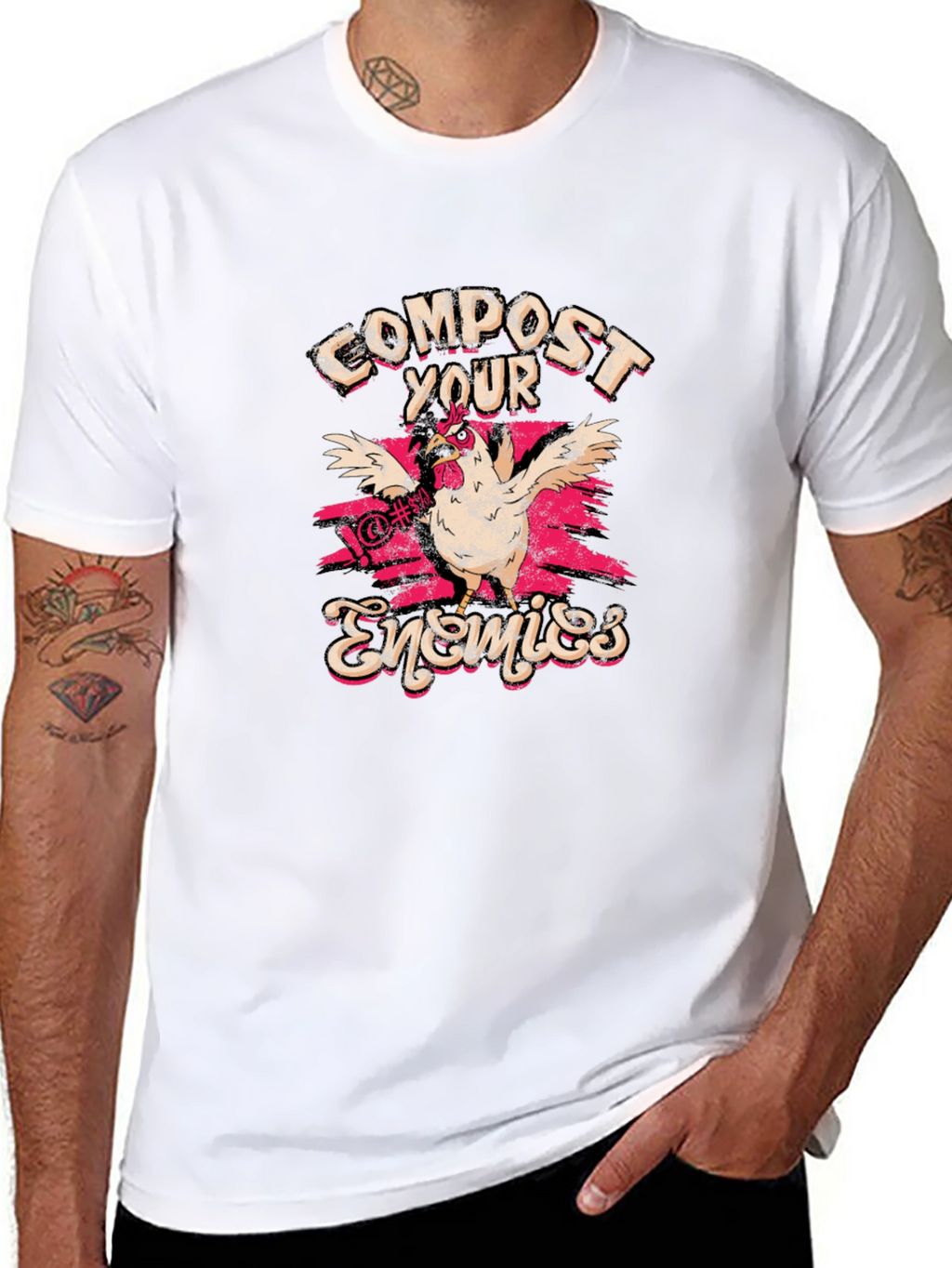Compost Your Enemies T-Shirt Funny Chicken Tee