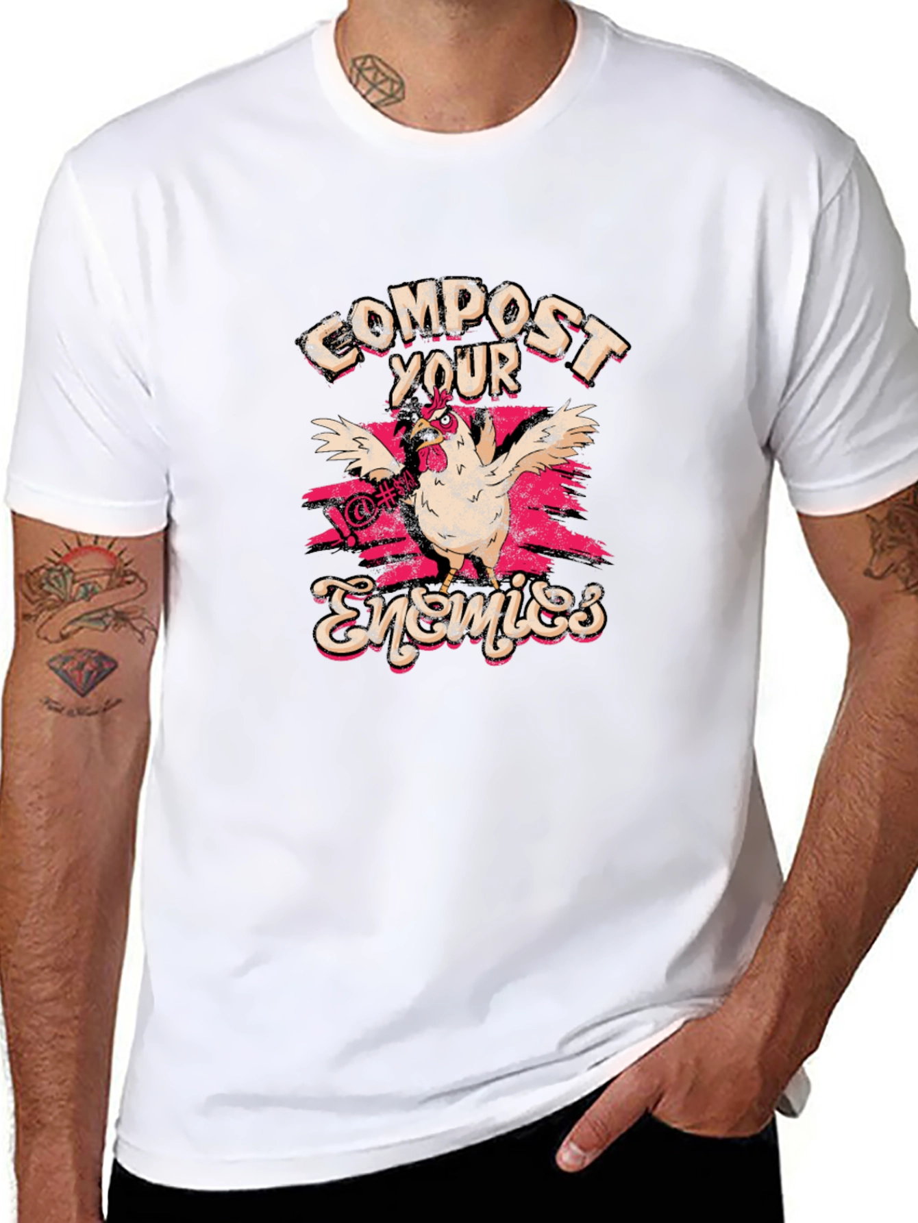 Compost Your Enemies T-Shirt Funny Chicken Tee