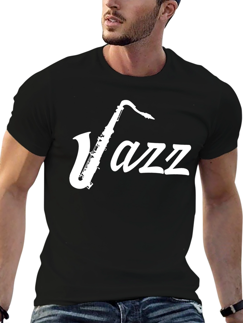 Jazz Saxophone Graphic T-Shirt - Black