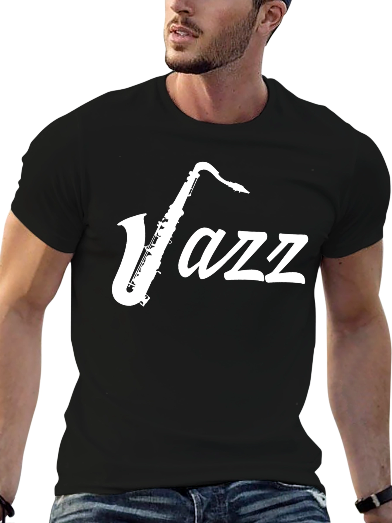 Jazz Saxophone Graphic T-Shirt - Black