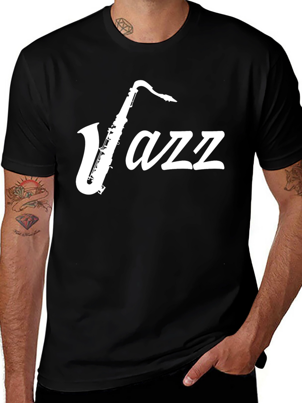 Jazz Saxophone Graphic T-Shirt - Black
