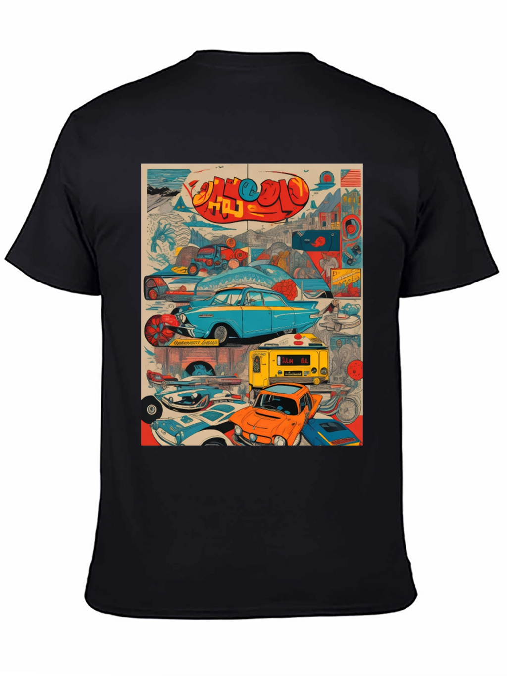 Retro Car Collage Graphic Tee