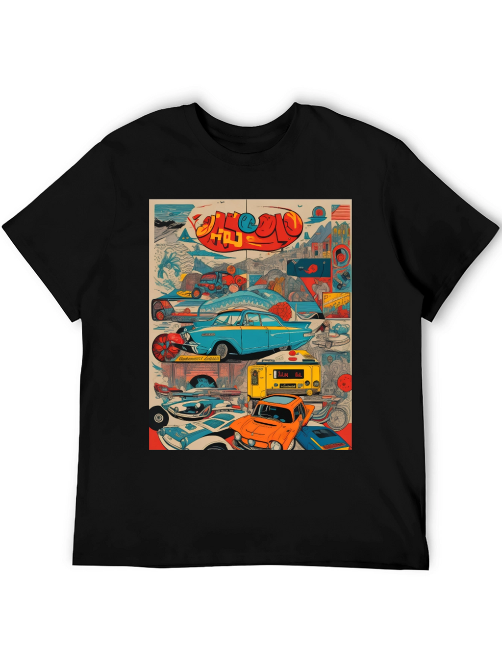 Retro Car Collage Graphic Tee