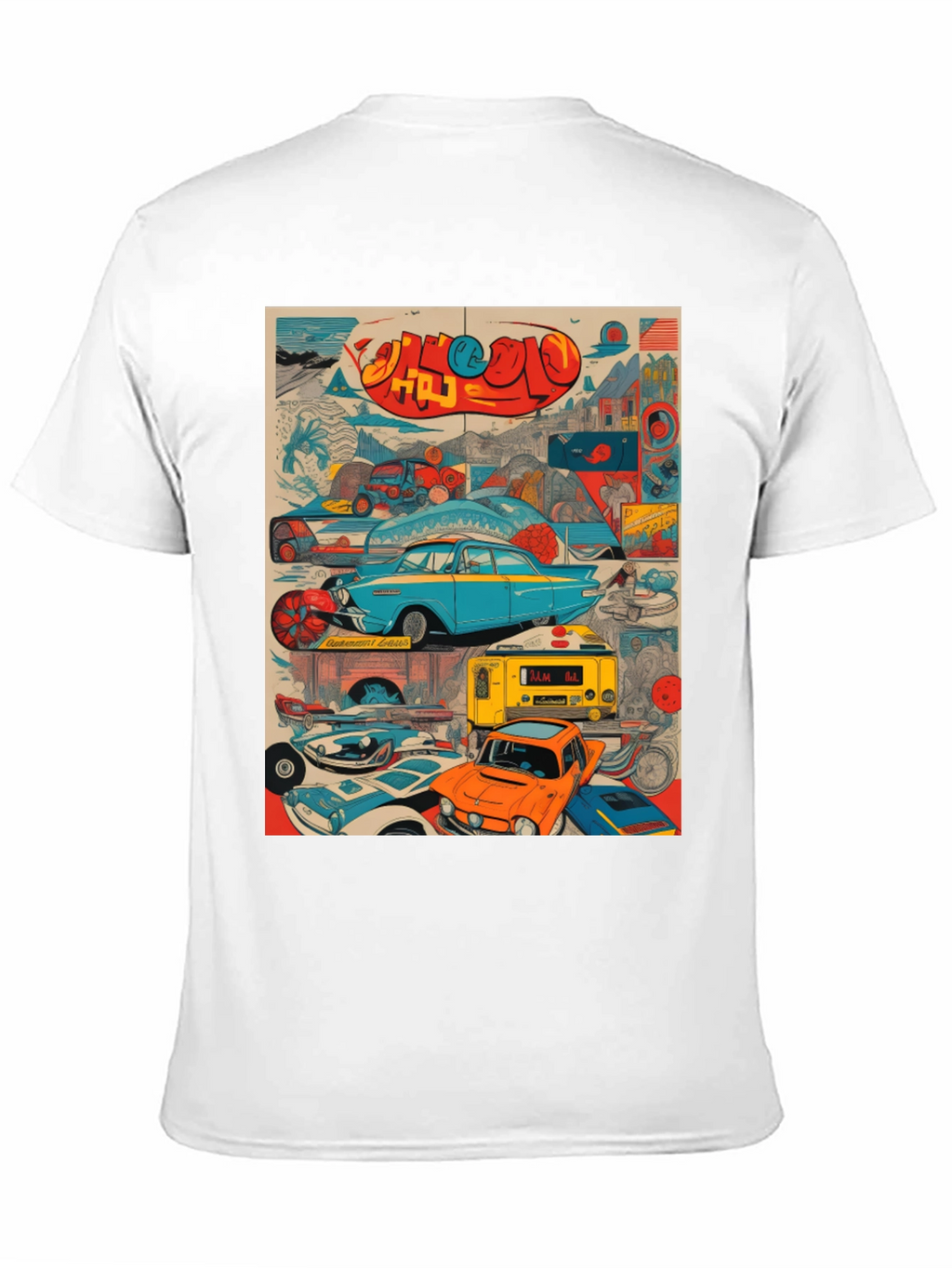 Retro Car Collage Graphic Tee