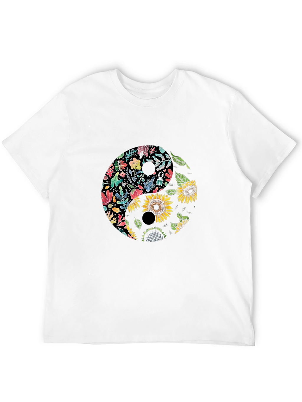 Floral Yin Yang Graphic Tee - Black
