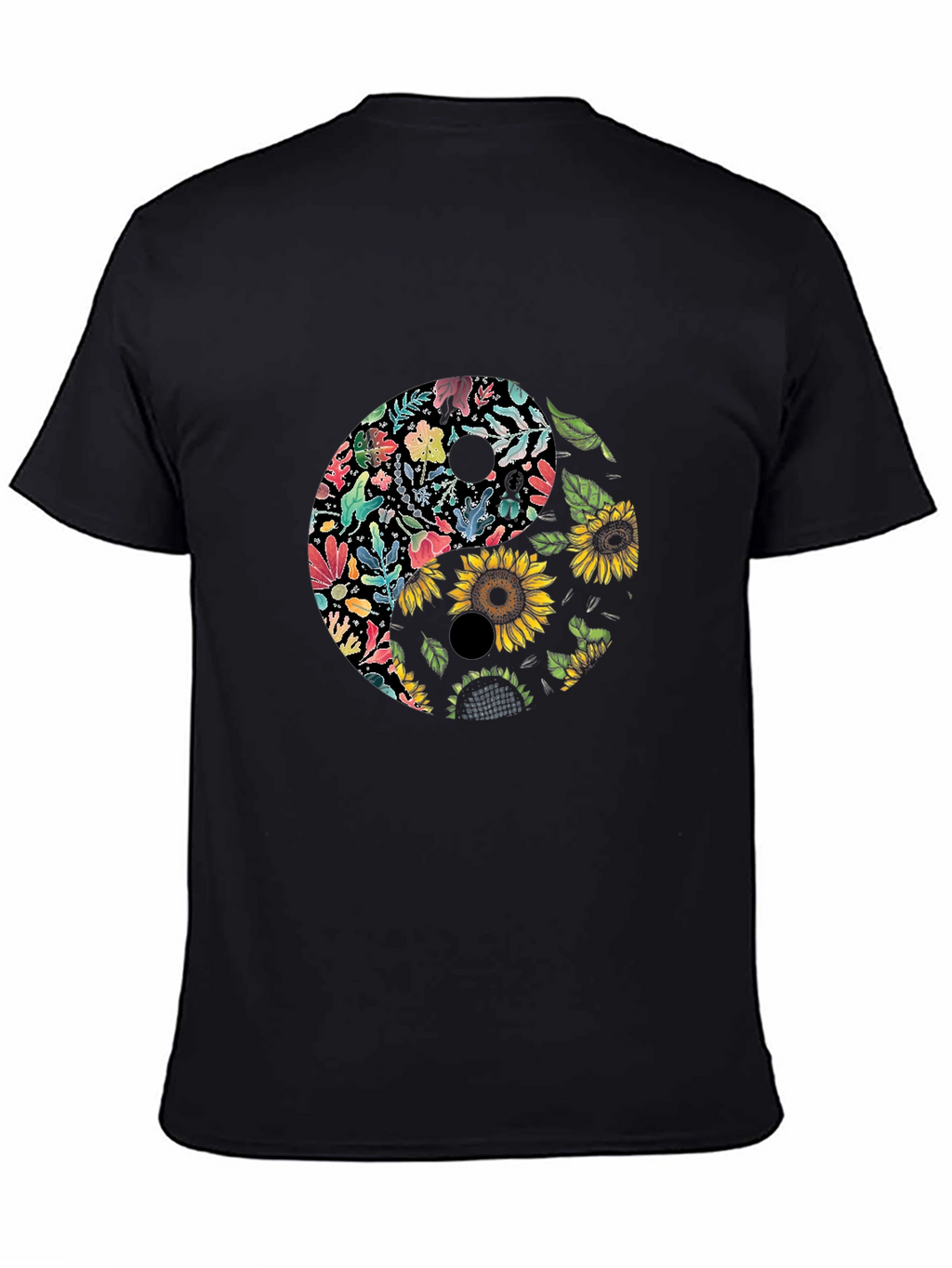Floral Yin Yang Graphic Tee - Black