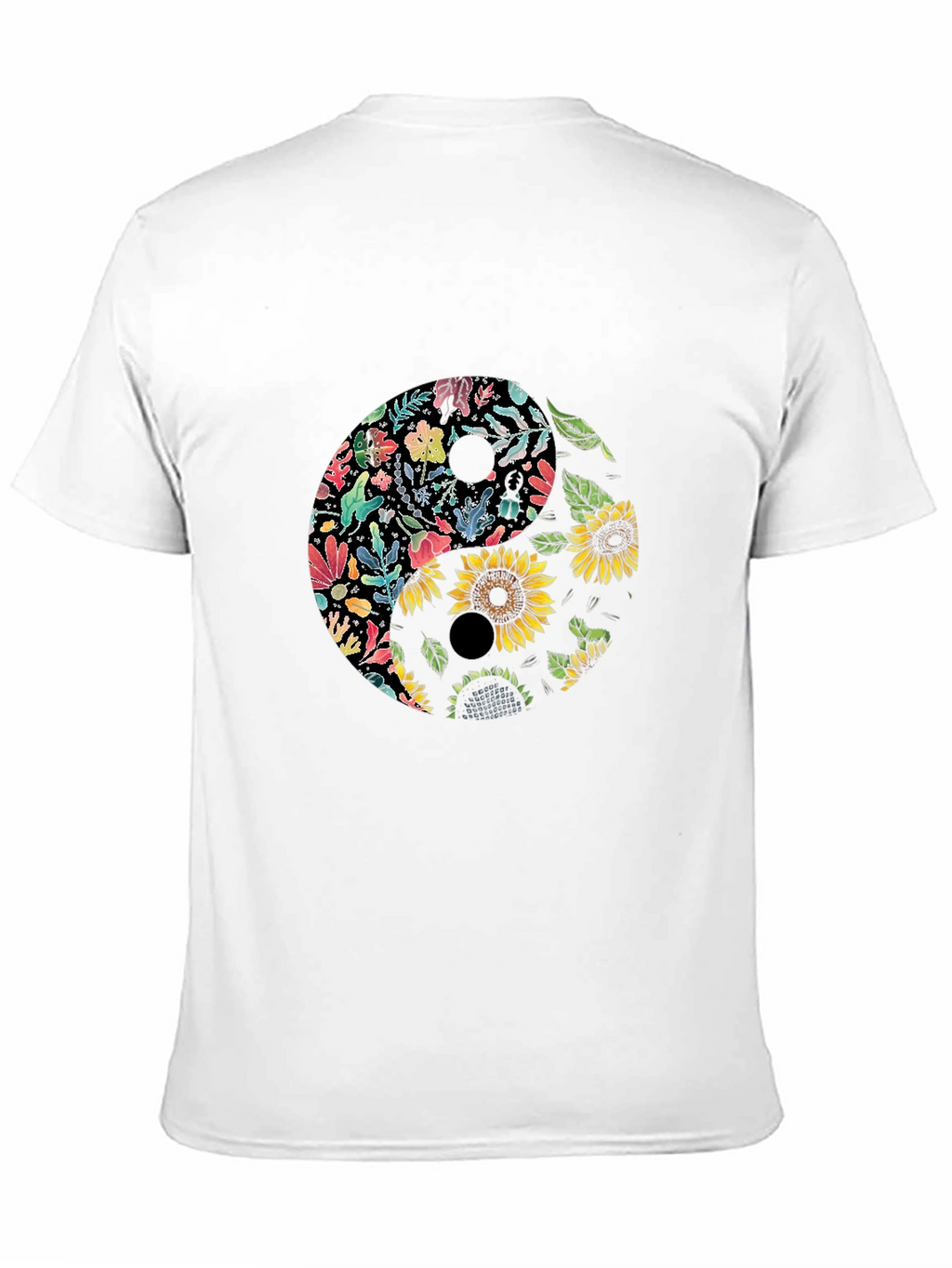 Floral Yin Yang Graphic Tee - Black