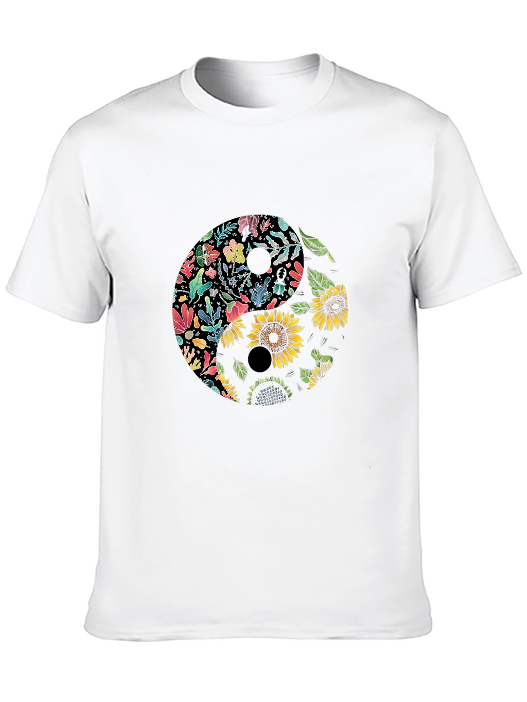 Floral Yin Yang Graphic Tee - Black