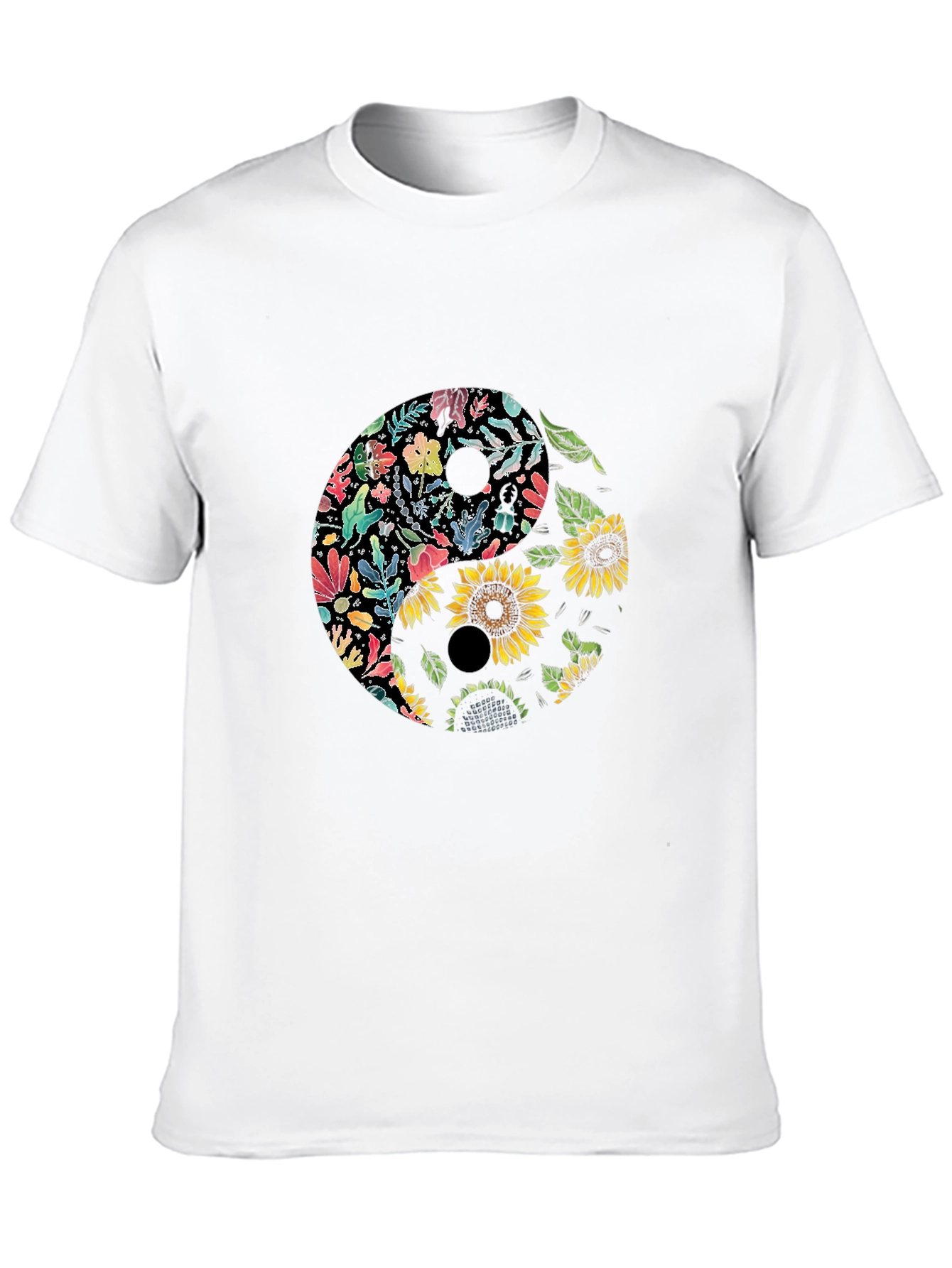 Floral Yin Yang Graphic Tee - Black
