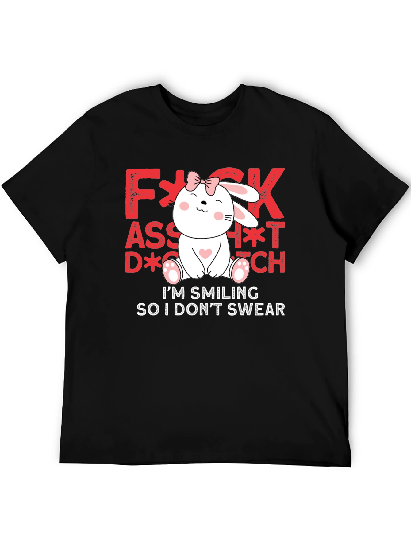 Funny Bunny Graphic Tee - Im Smiling So I Dont Swear