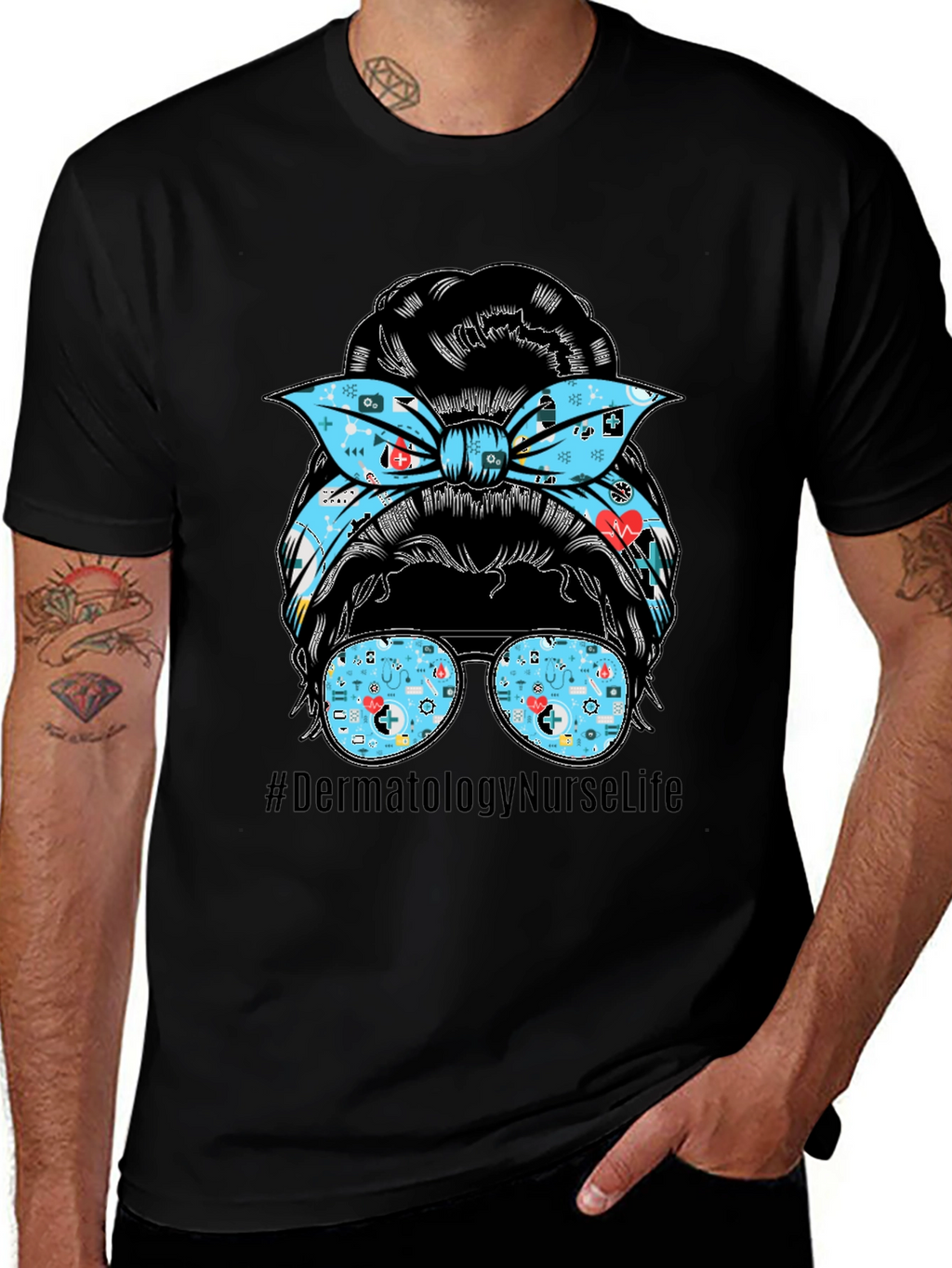 Dermatology Nurse Life Messy Bun T-Shirt