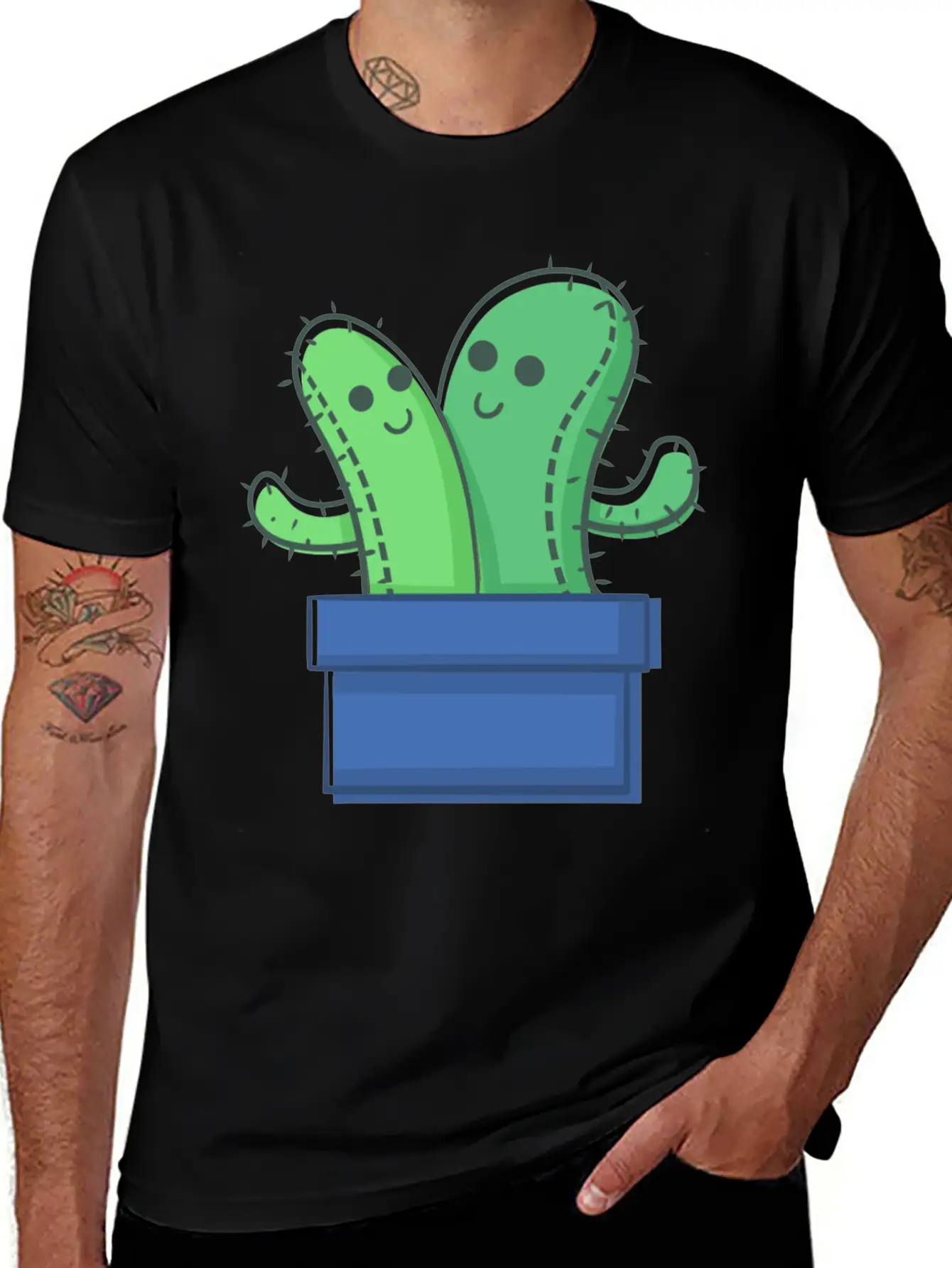 Cactus Family The Twins Timeless Short Sleeve Tee – Comfy And Minimalist Design