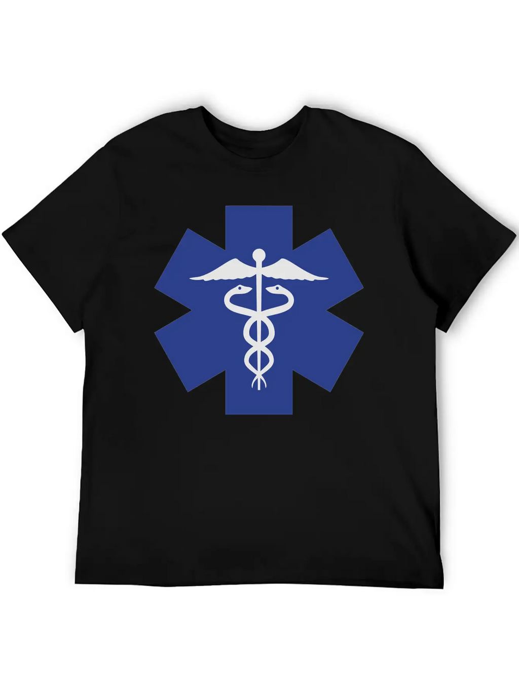 Caduceus On Blue Star Of Life Relaxed Everyday Tee – Lightweight And Durable Cotton