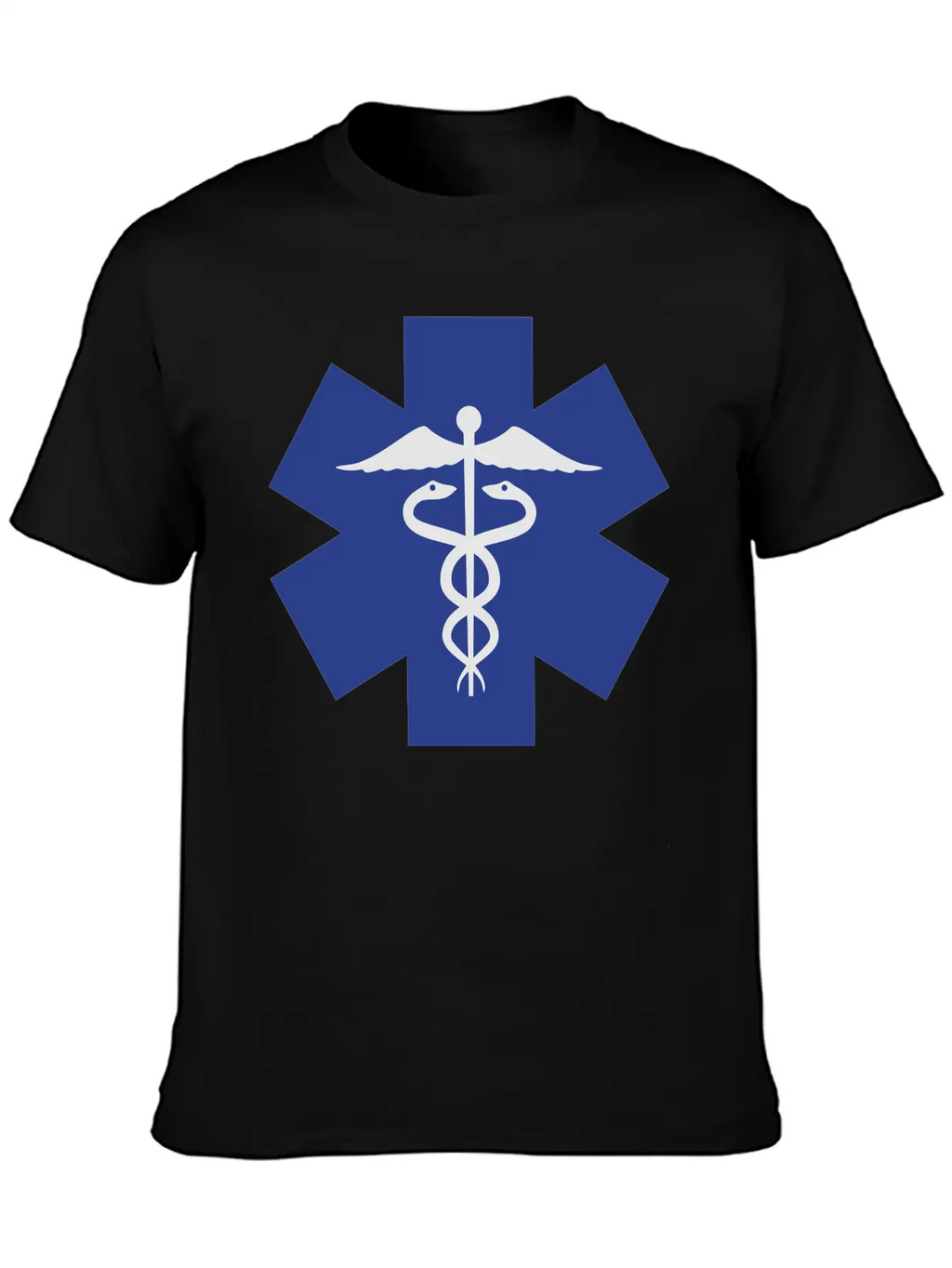 Caduceus On Blue Star Of Life Relaxed Everyday Tee – Lightweight And Durable Cotton