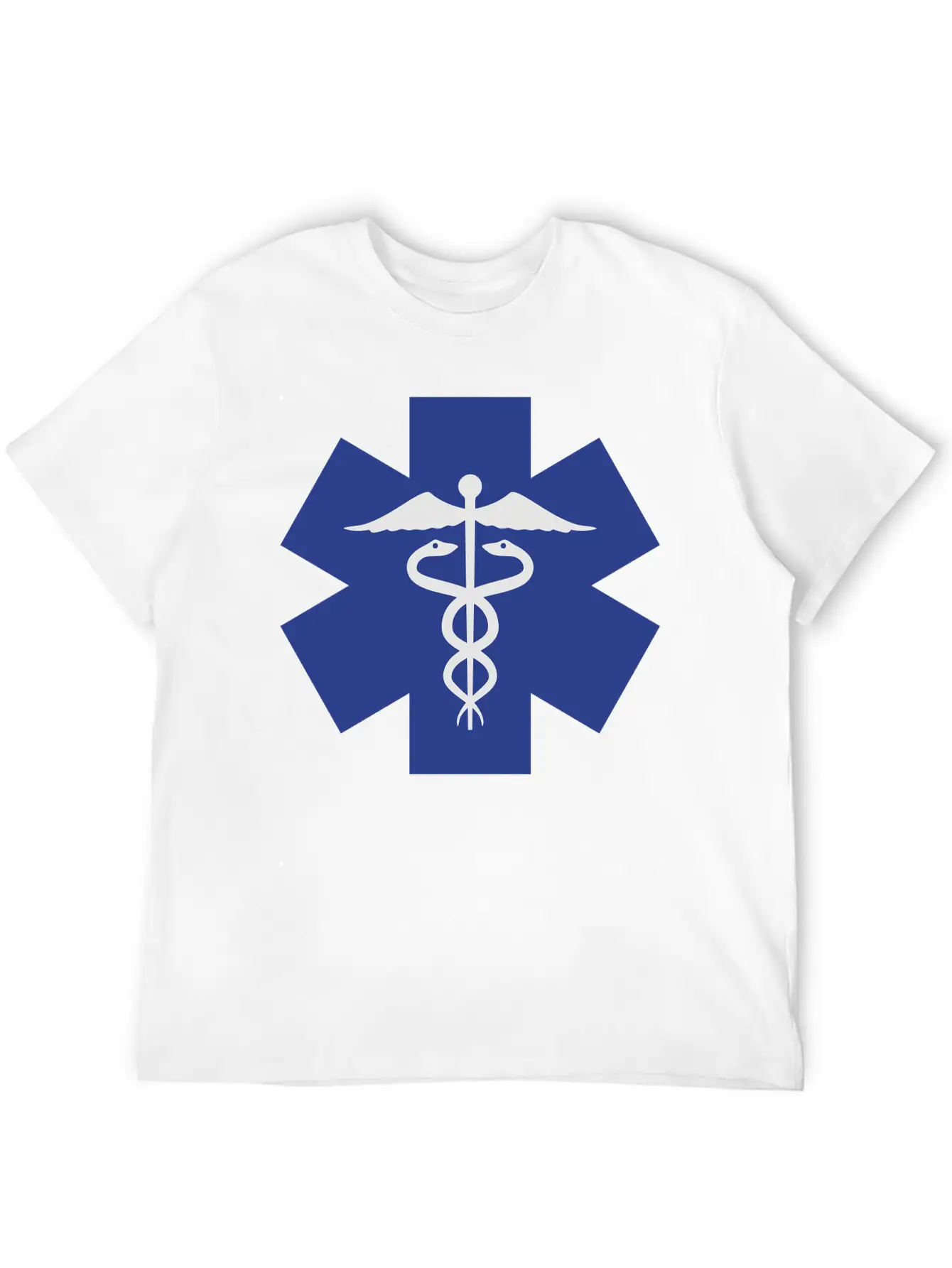 Caduceus On Blue Star Of Life Relaxed Everyday Tee – Lightweight And Durable Cotton